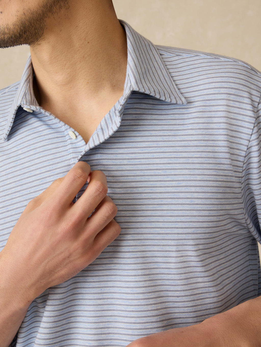 Long-Sleeve Movementâ„?Polo - Sea Shadow Stripe