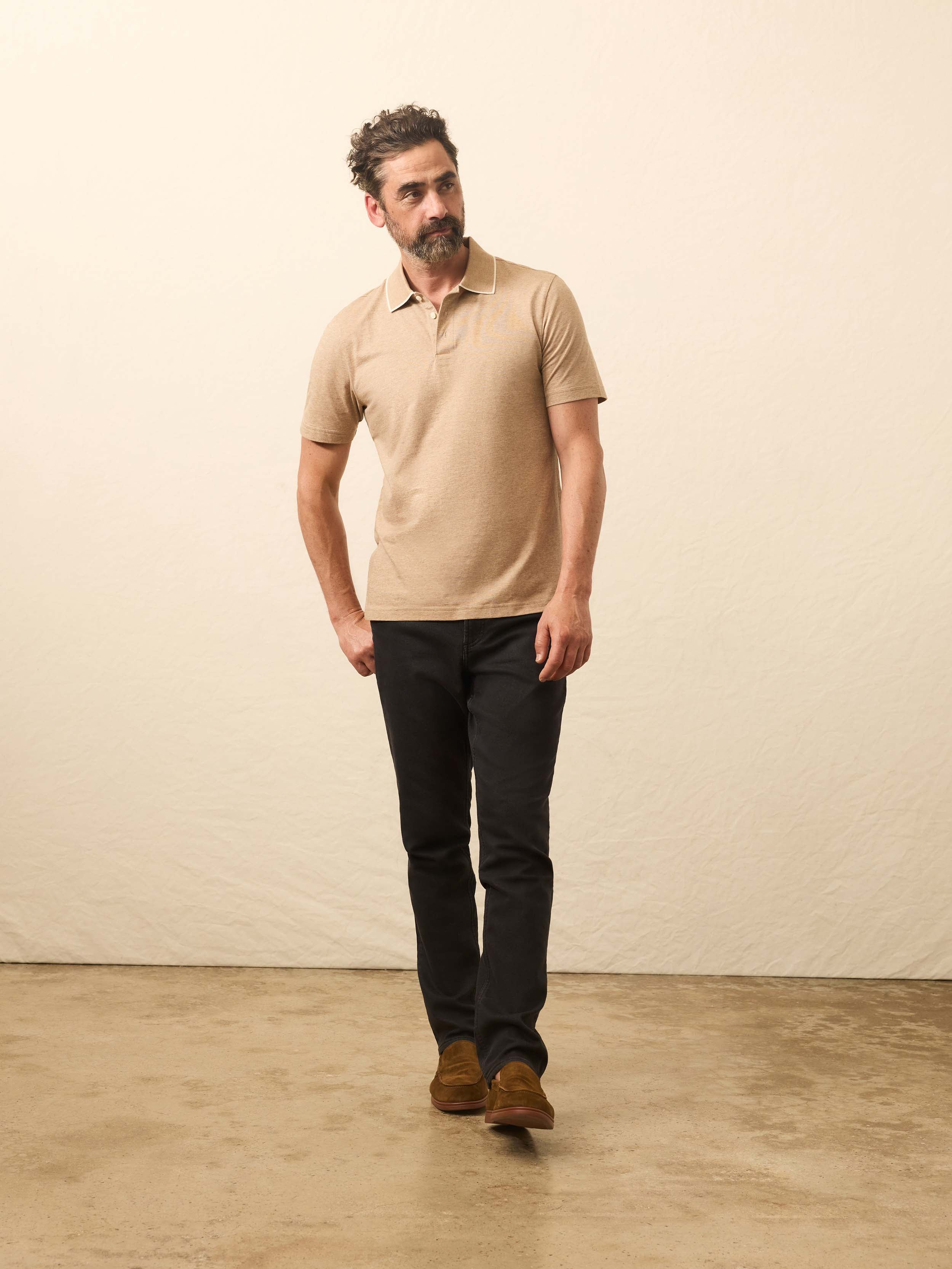 Short-Sleeve Movementâ„?Pique Polo - Driftwood Island Heather
