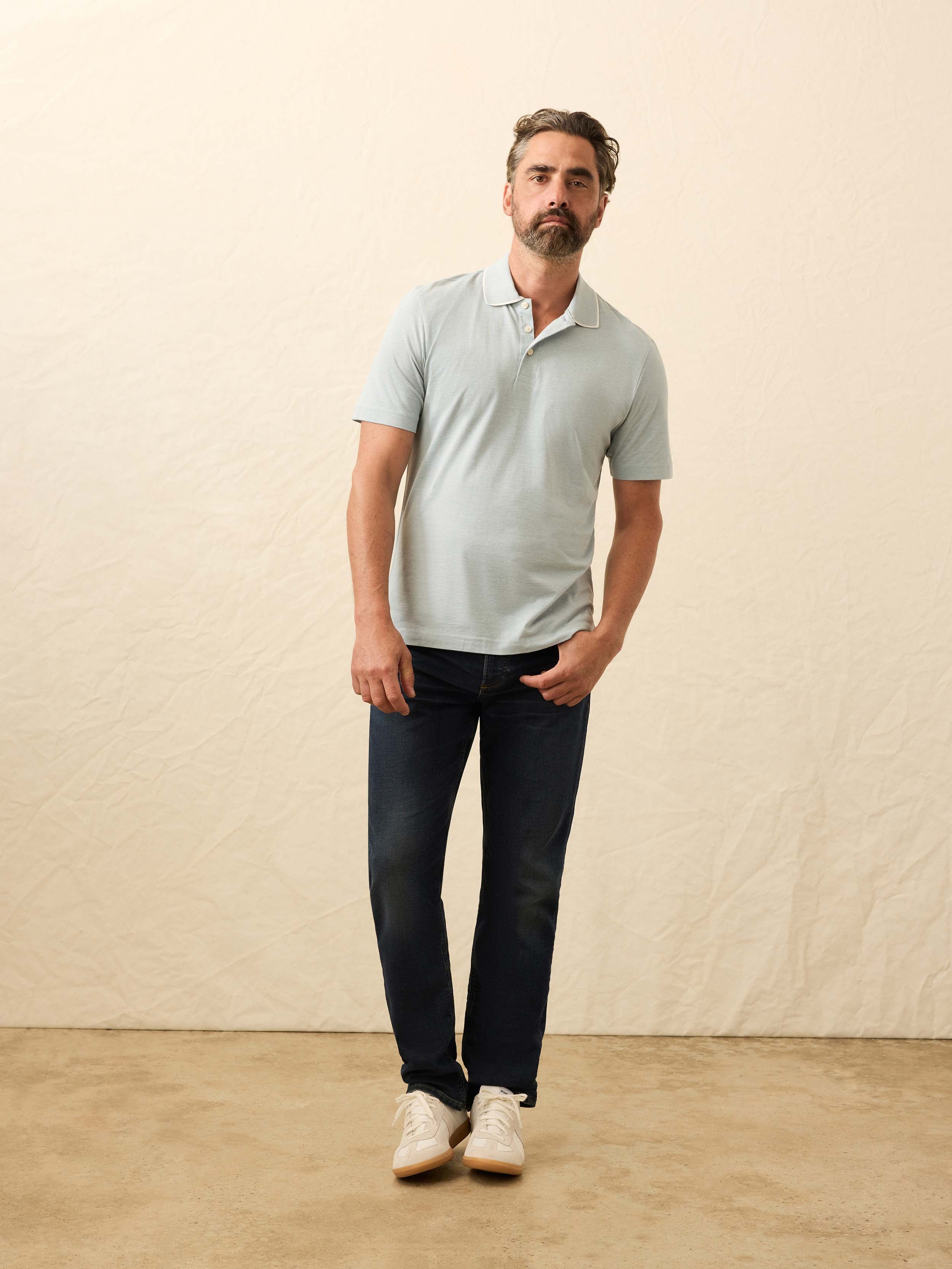 Short-Sleeve Movementâ„?Pique Polo - Huron Blue Melange
