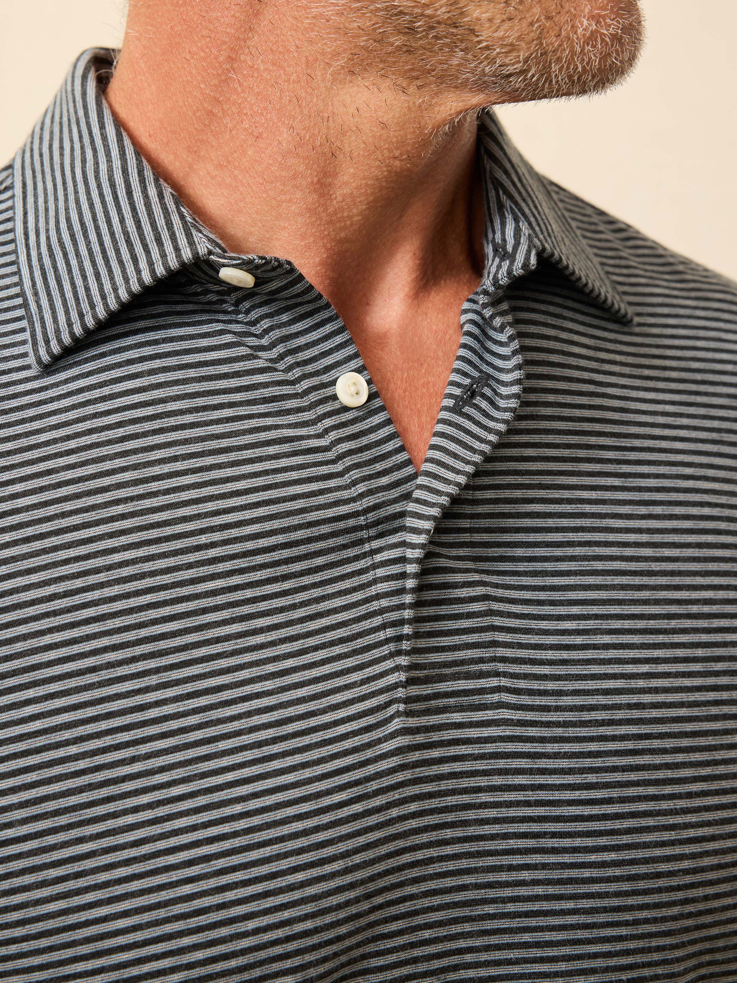 Long-Sleeve Movementâ„?Polo - Moonlight Point Stripe