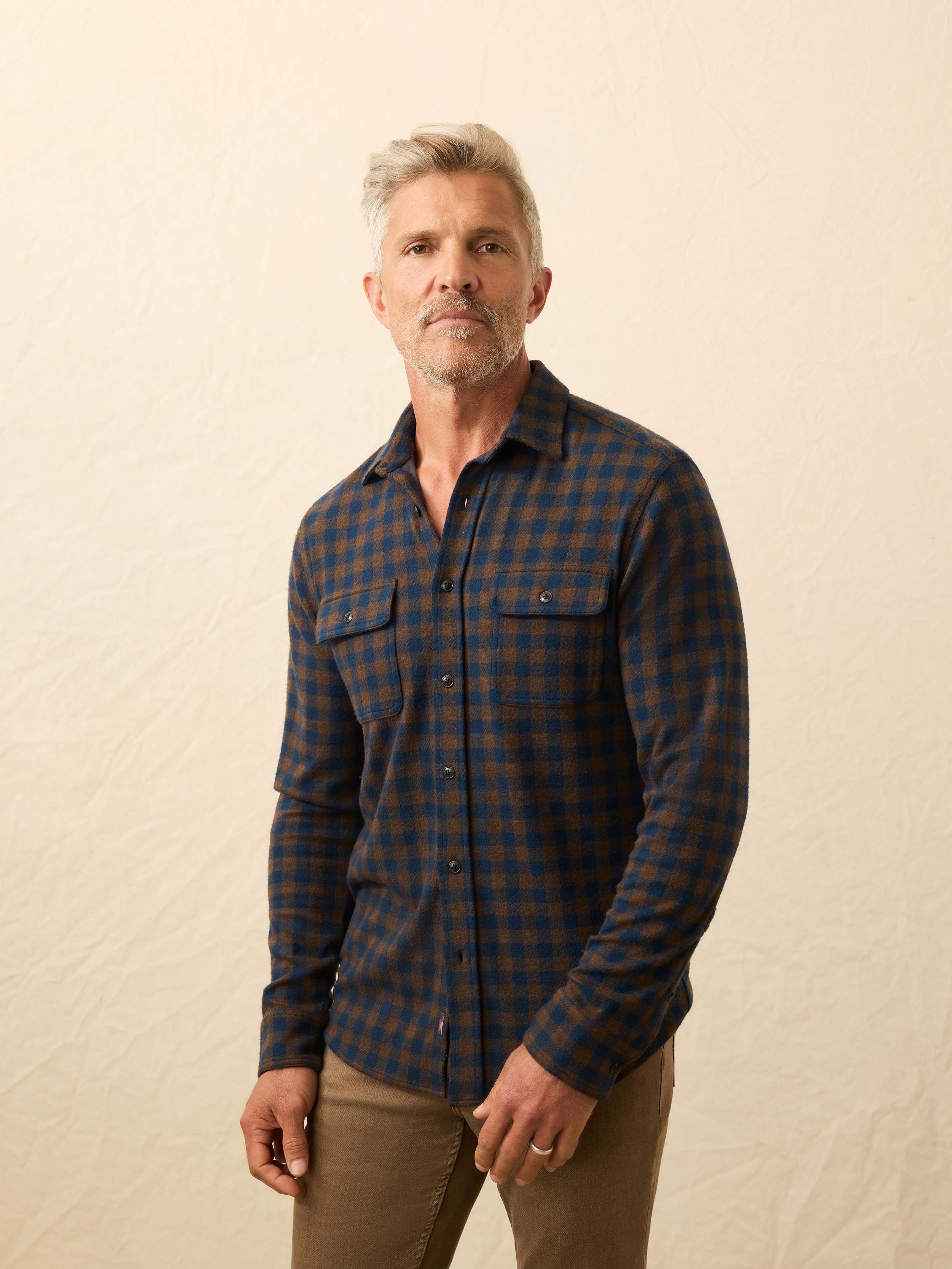 Legendâ„?Sweater Shirt - Navy Woodland Check