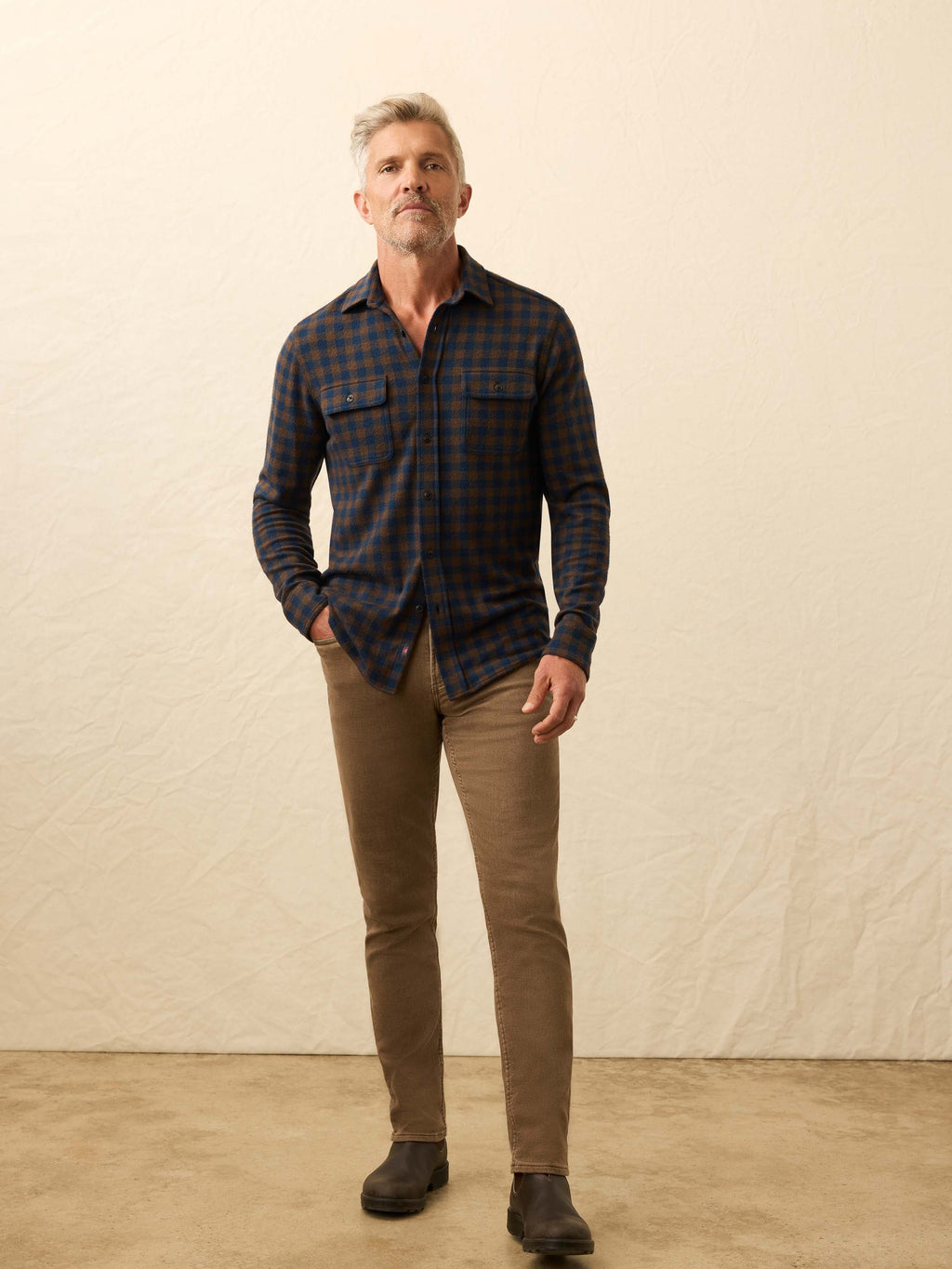 Legendâ„?Sweater Shirt - Navy Woodland Check