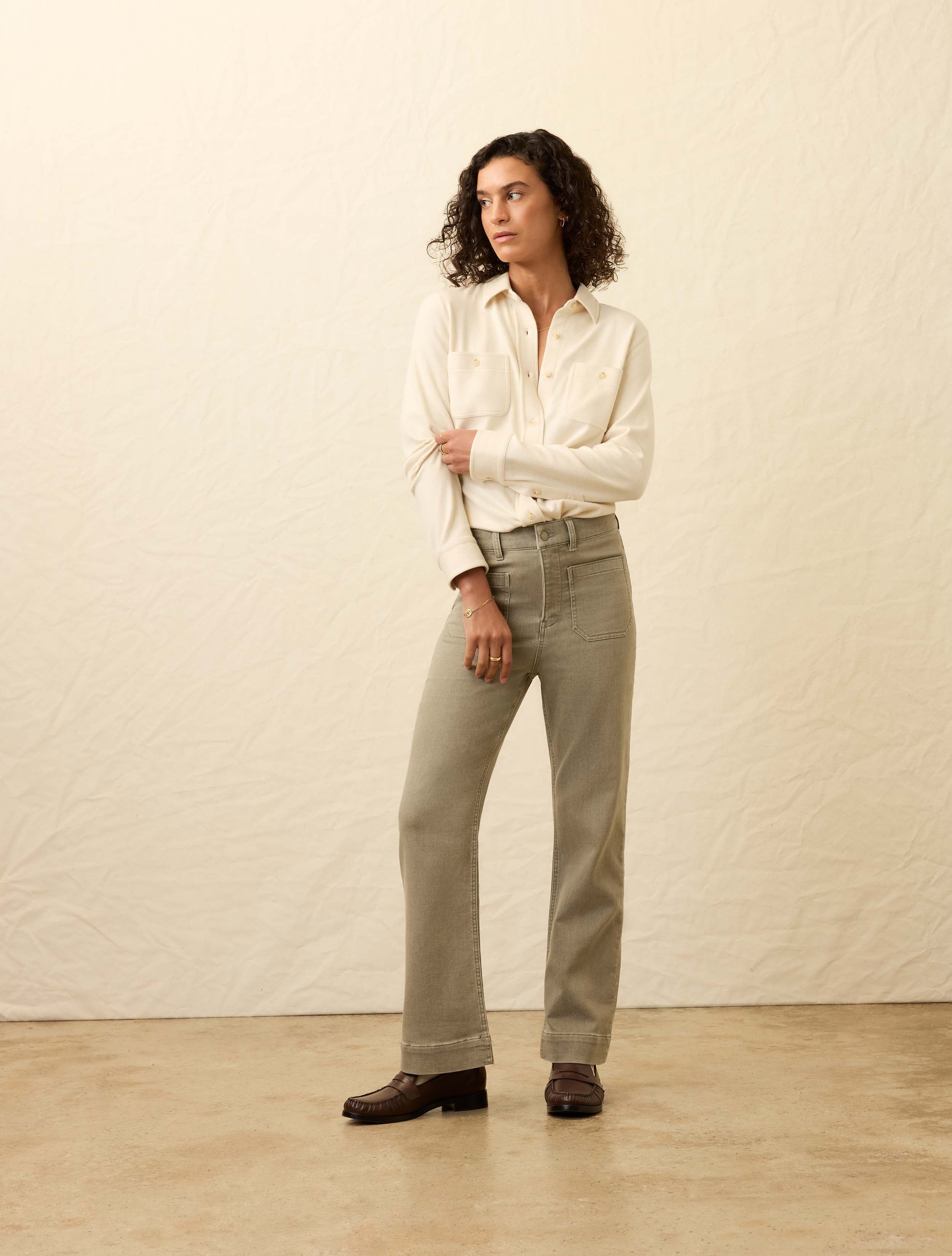 Stretch Terry Patch Pocket Ankle Pant - Coastal Sage