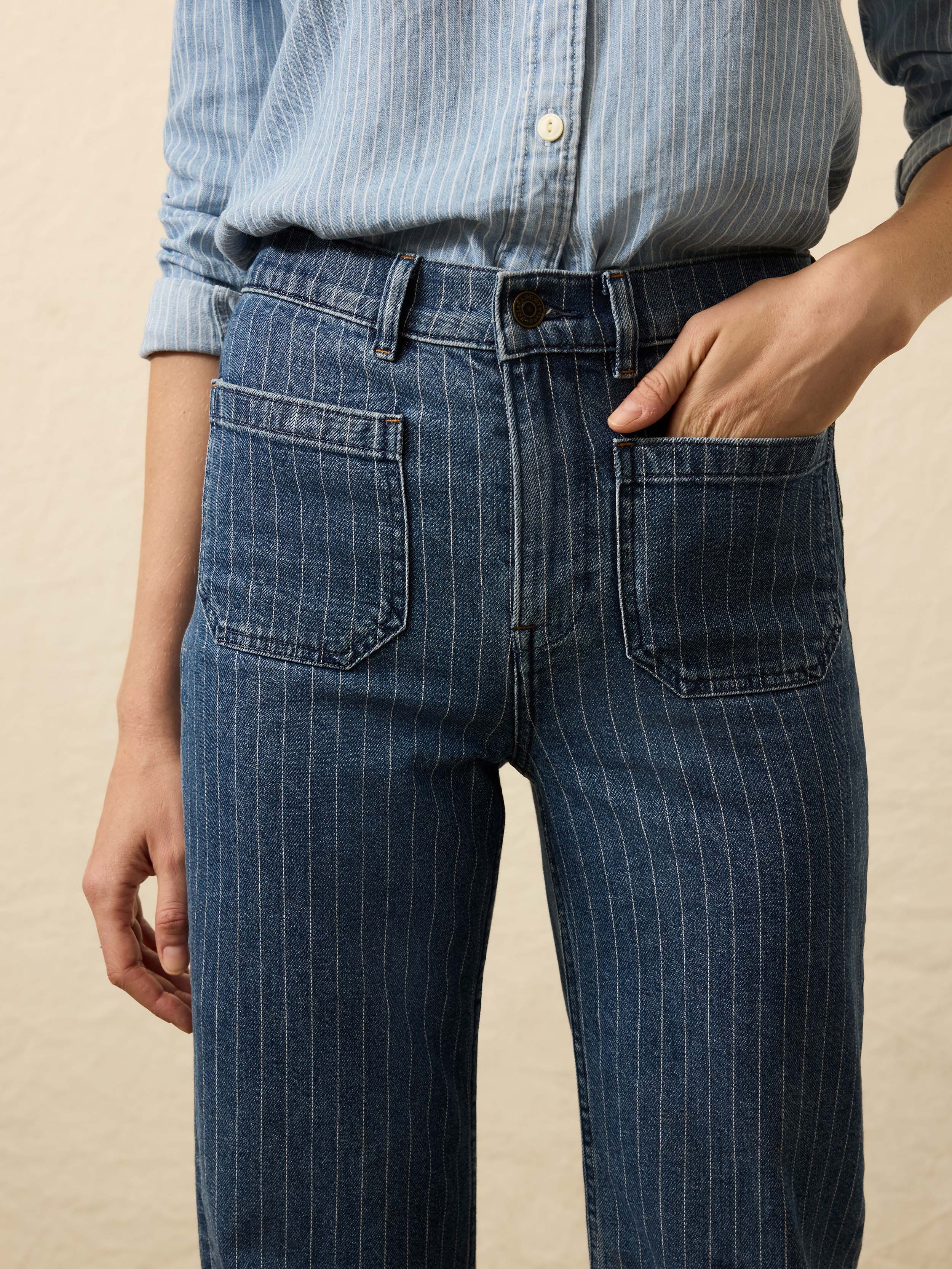 Sunwashed Denim Patch Pocket Pant - Dusk Stripe Wash