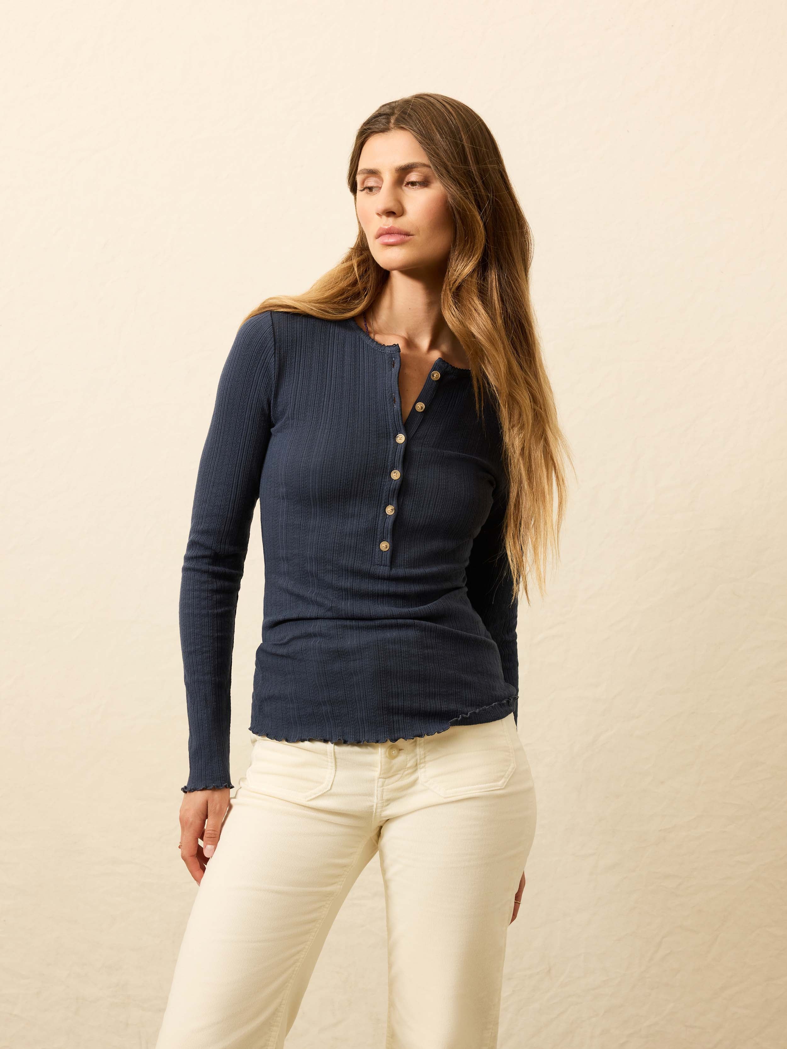Paradise Pointelle Henley - Blue Nights