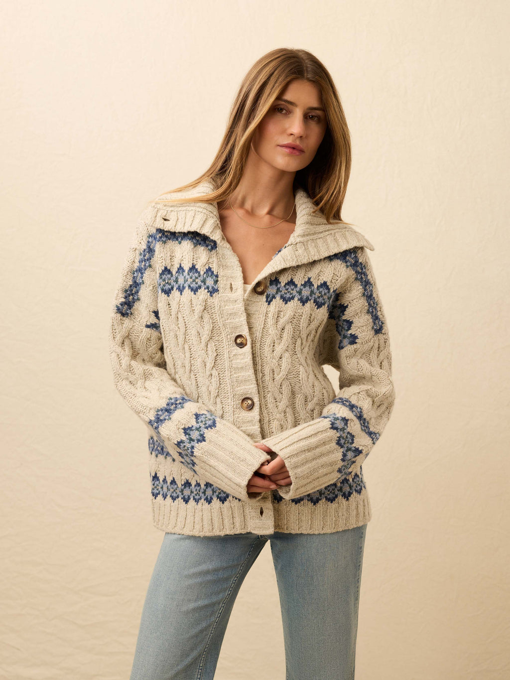 Highland Fairisle Cardigan - Lakeside Fairisle Snow