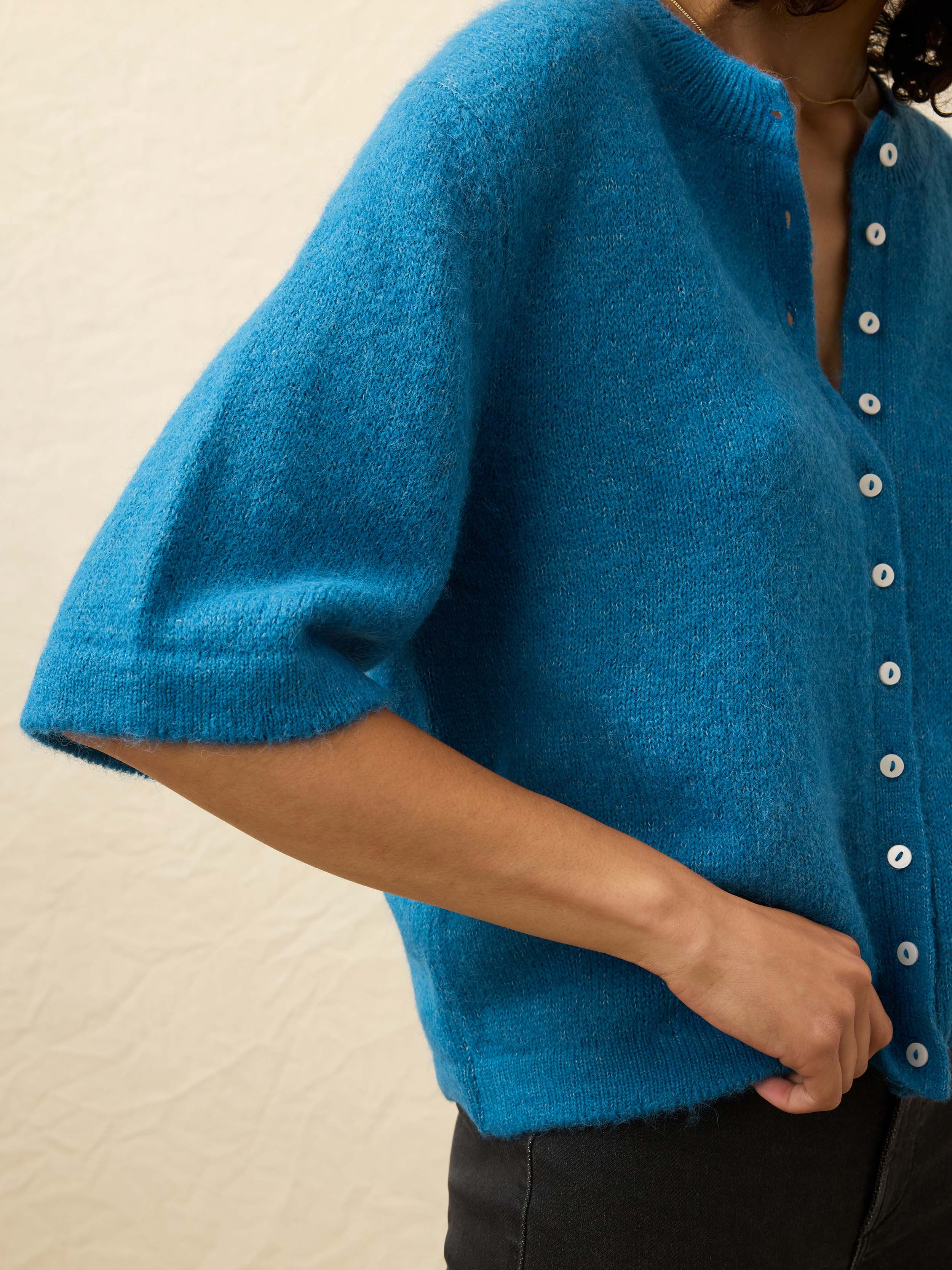 Apres Alpaca Cardigan - Blue Lights