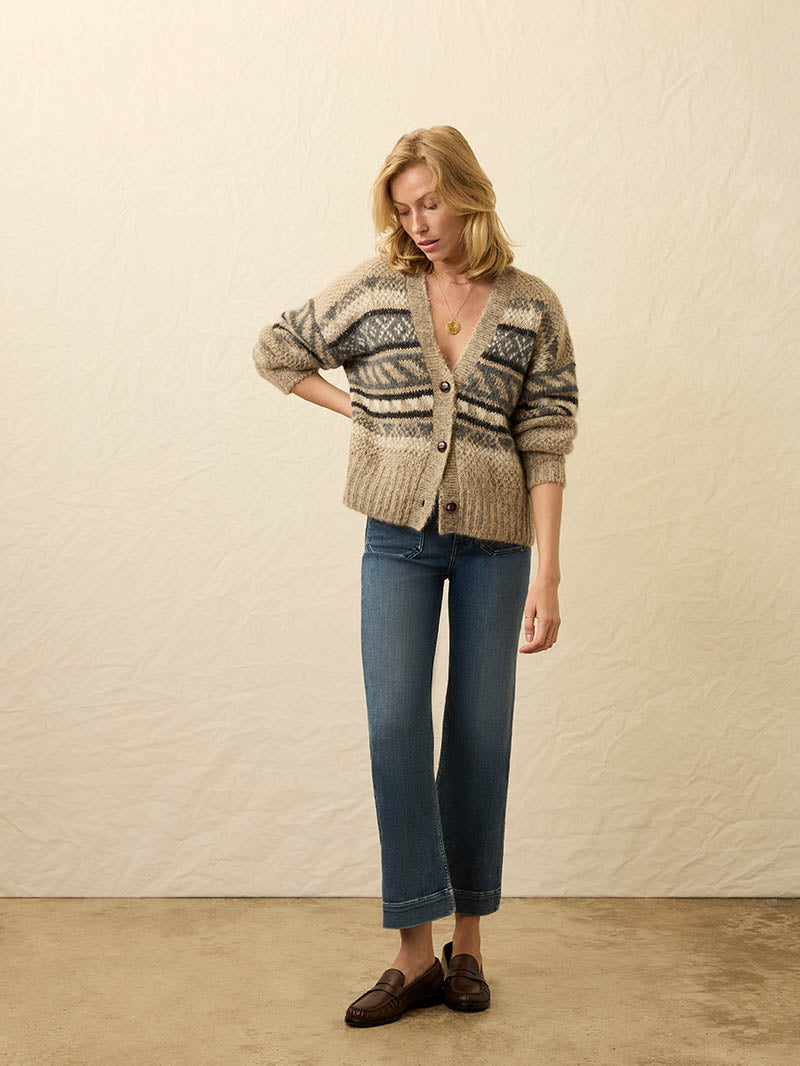 Snow Ridge Fairisle Cardigan - Cabin Heather