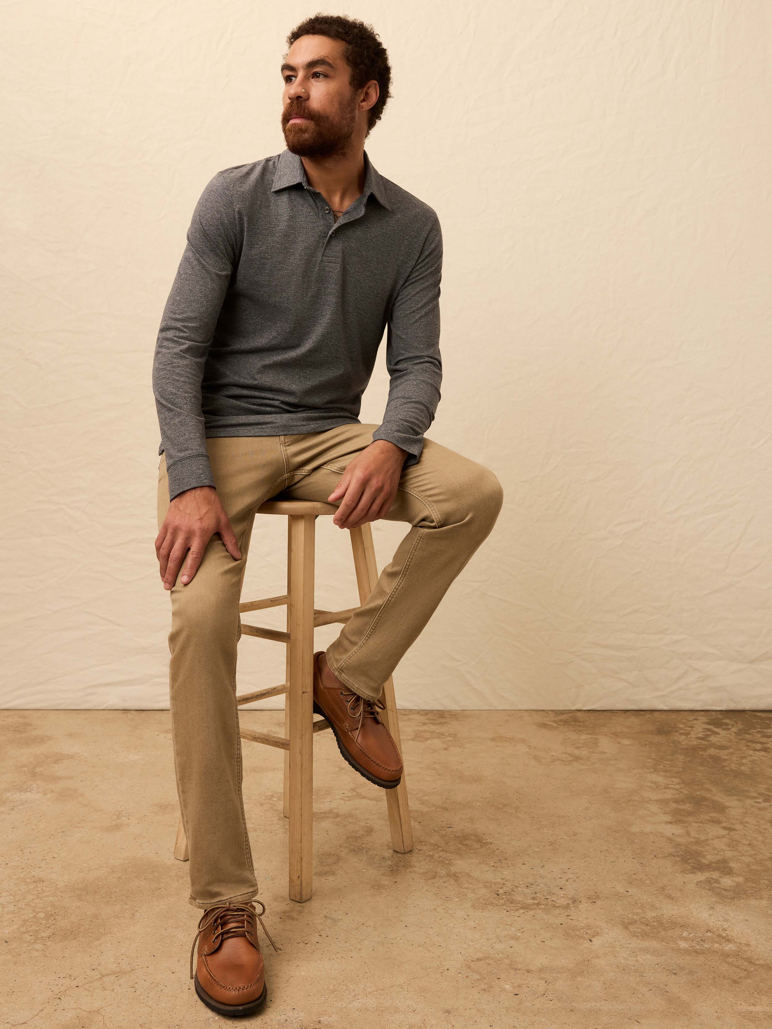 Long-Sleeve Movementâ„?Pique Polo - Dusty Iron Heather