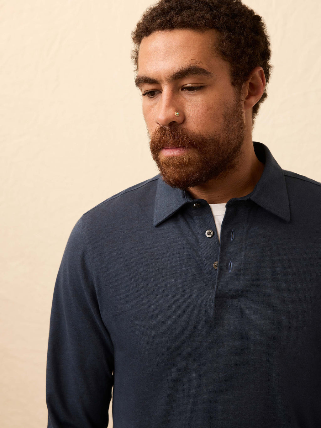 Long-Sleeve Movementâ„?Pique Polo - Harbor Night Heather