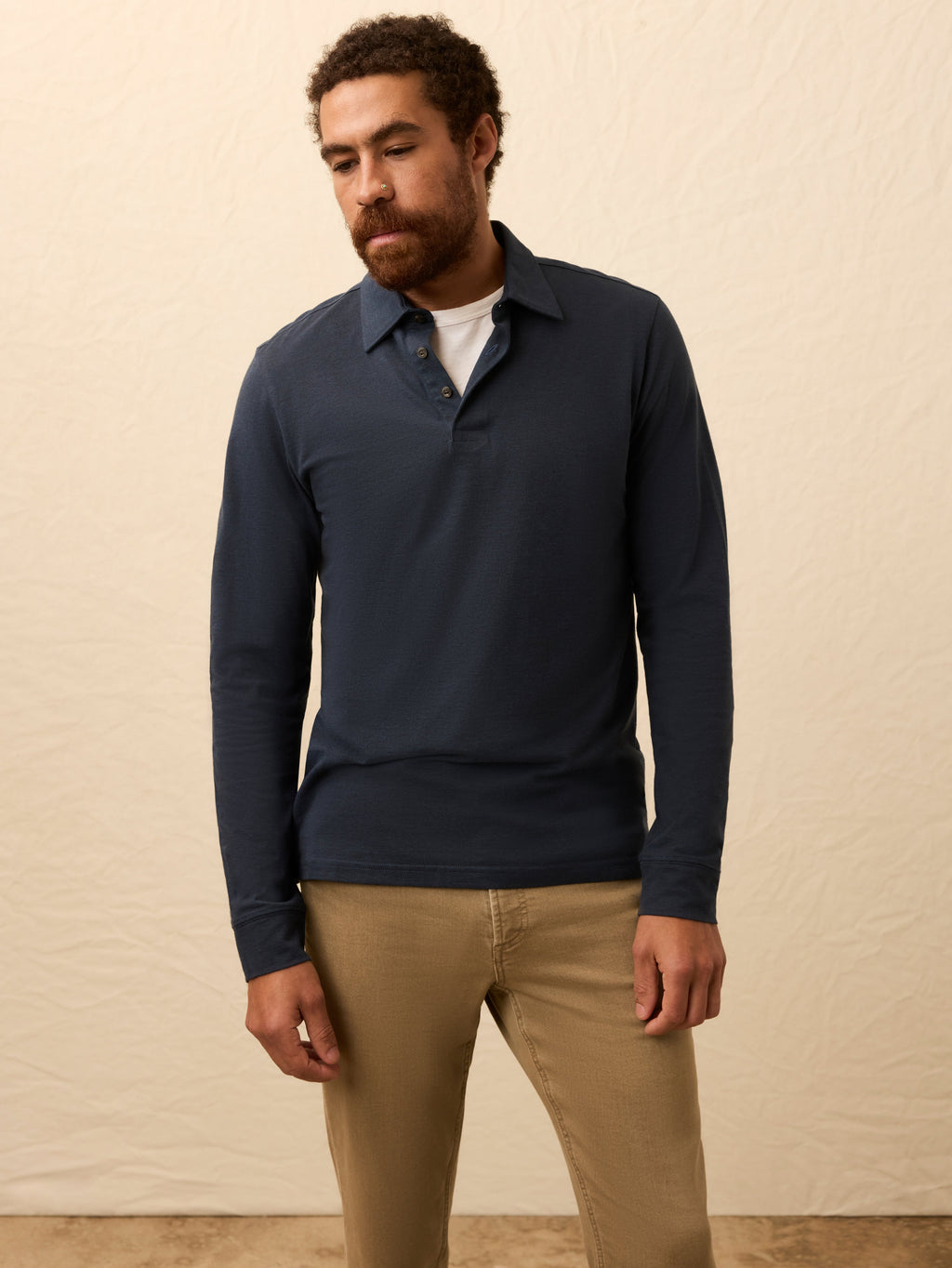 Long-Sleeve Movementâ„?Pique Polo - Harbor Night Heather