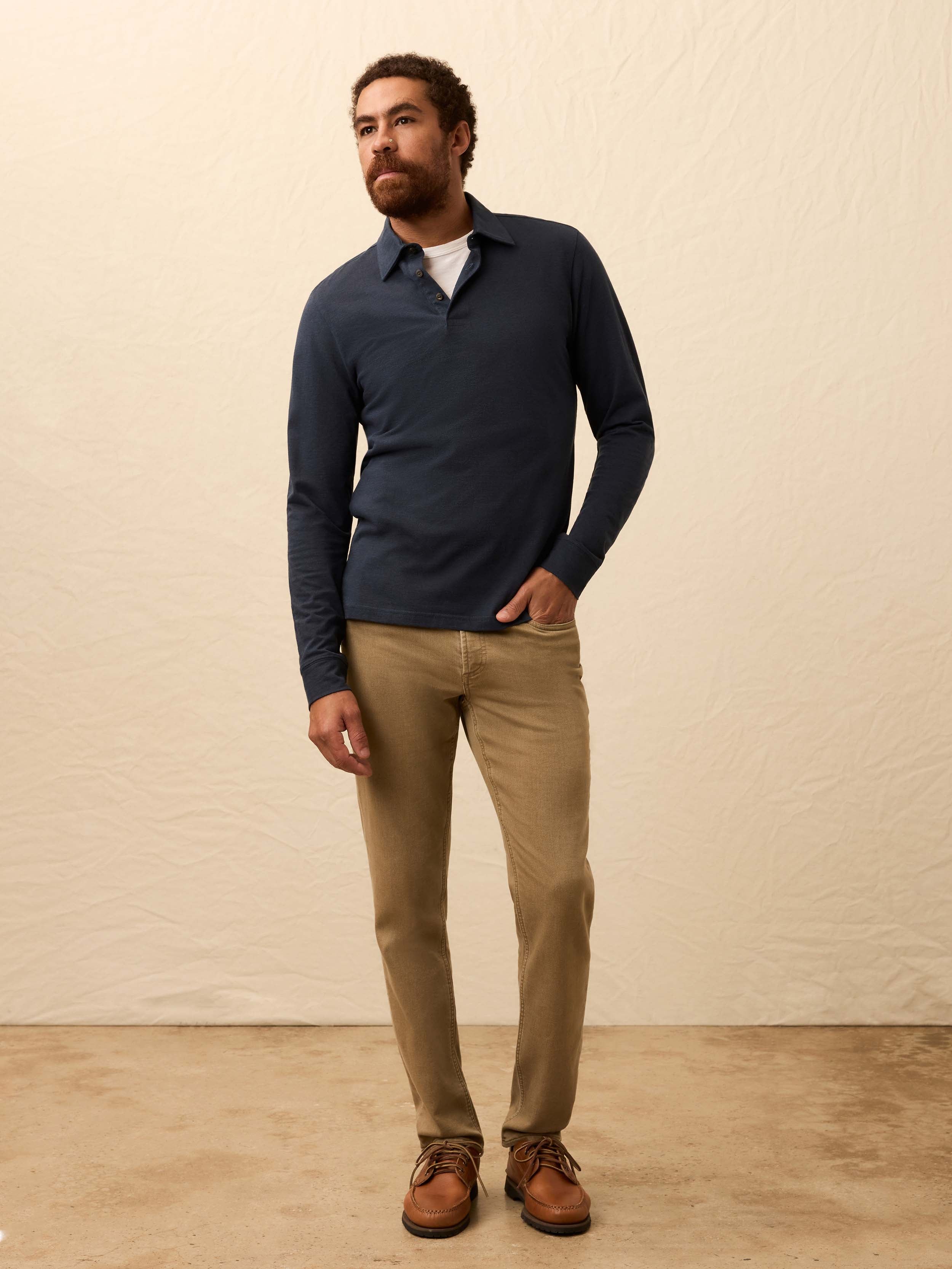 Long-Sleeve Movementâ„?Pique Polo - Harbor Night Heather