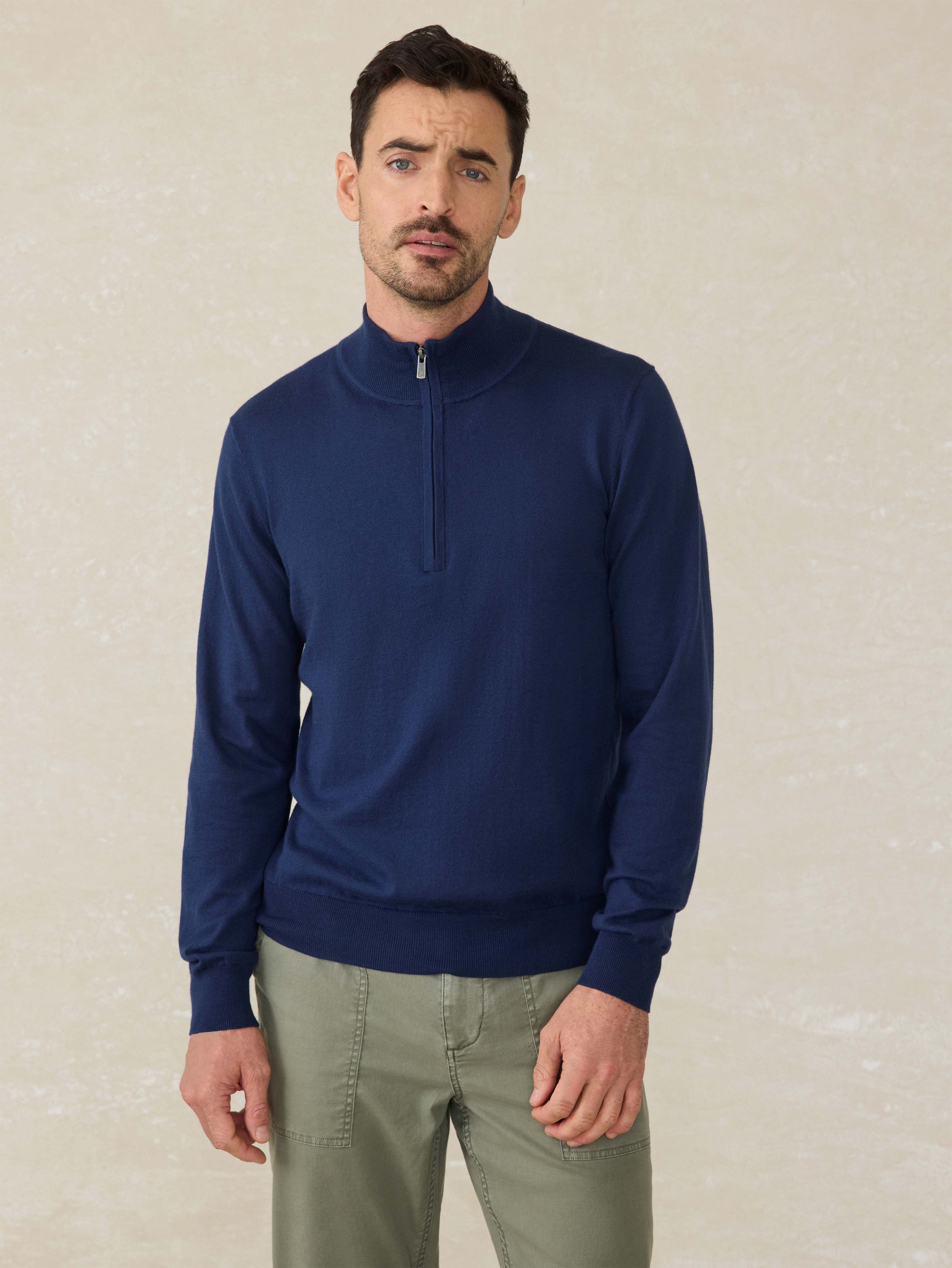 Movementâ„?Quarter Zip Sweater - Marine Navy Heather