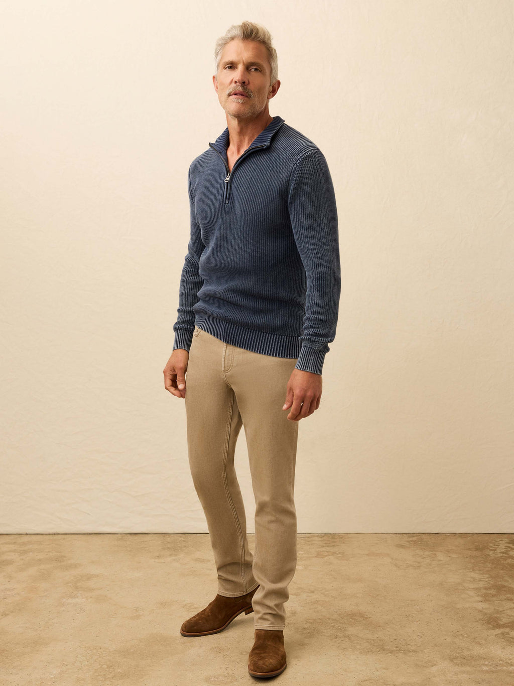 Sunwashed Quarter Zip Sweater - Blue Nights