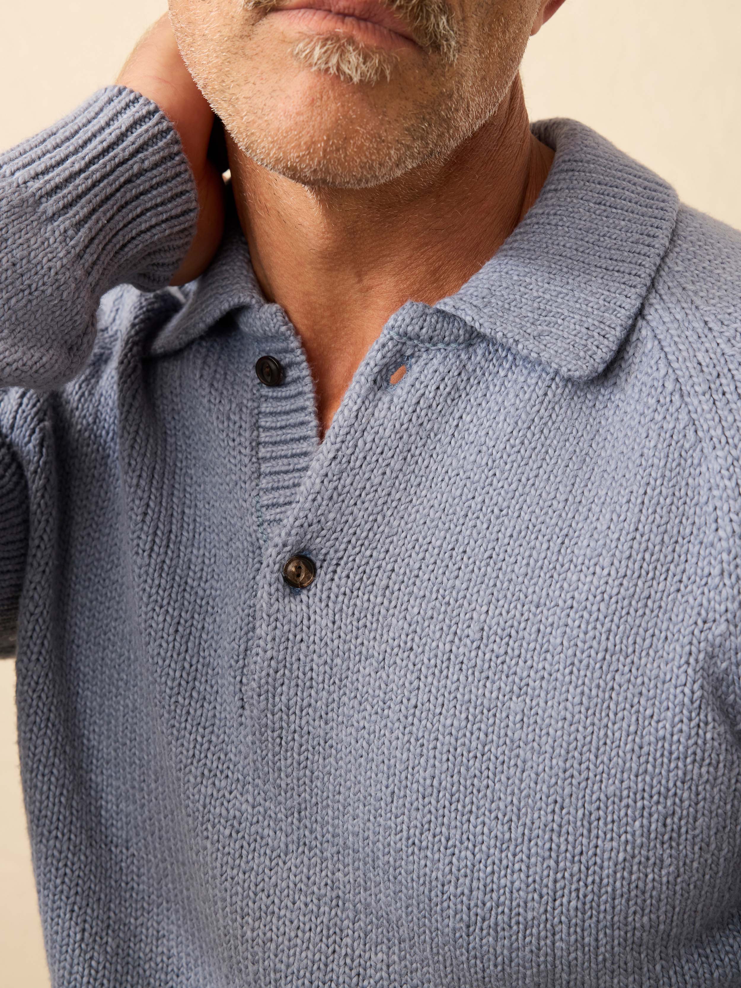 Heirloom Long-Sleeve Sweater Polo - Flint
