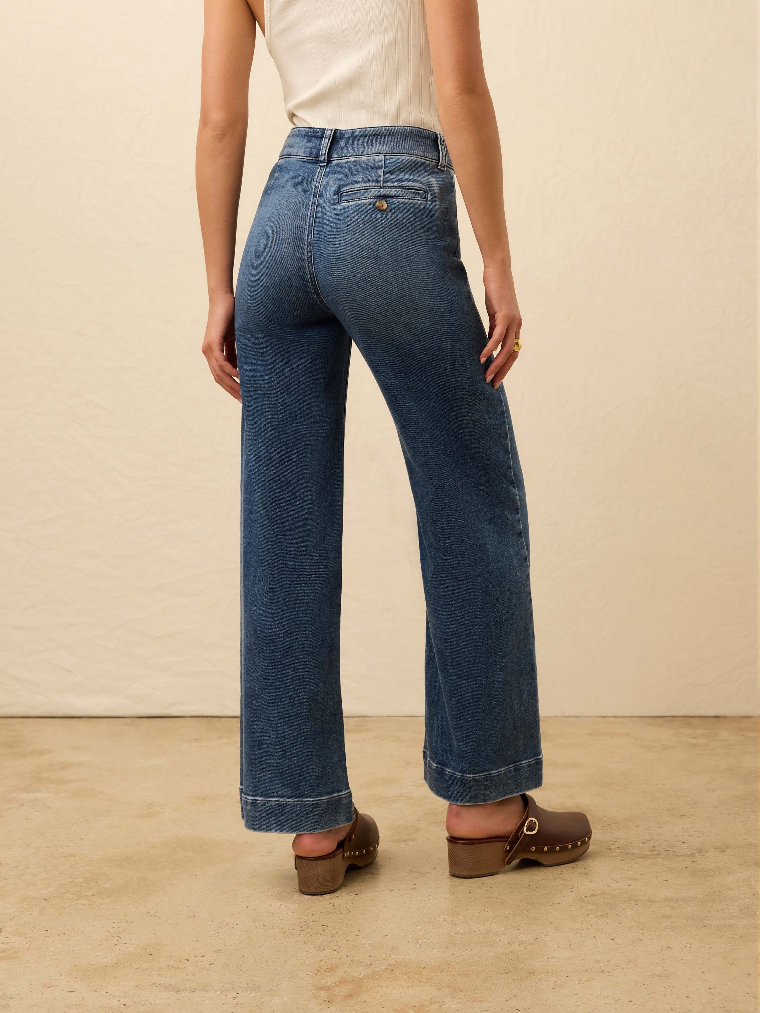 Stretch Terry Sailor Trouser - Bayshore Wash