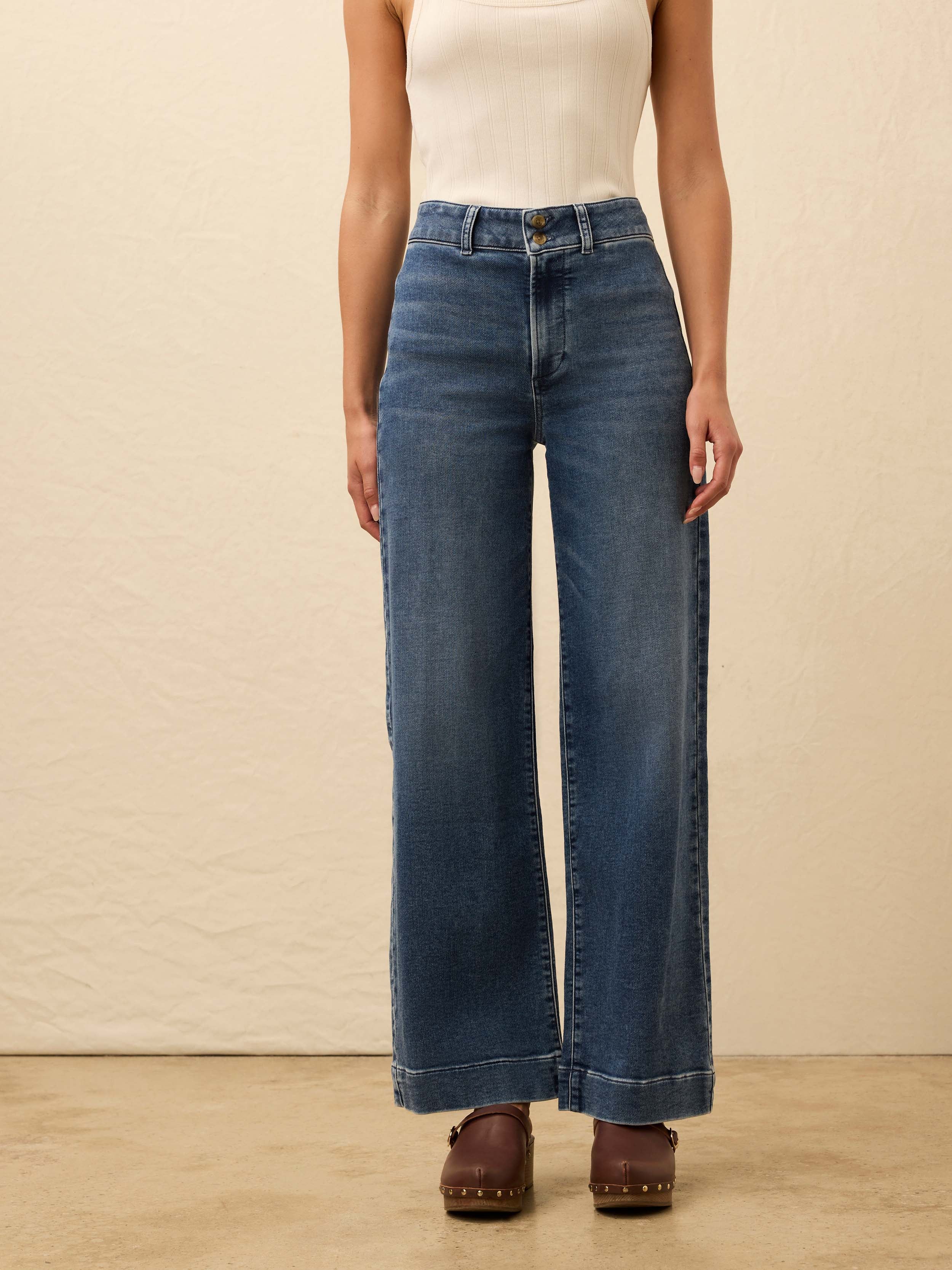 Stretch Terry Sailor Trouser - Bayshore Wash