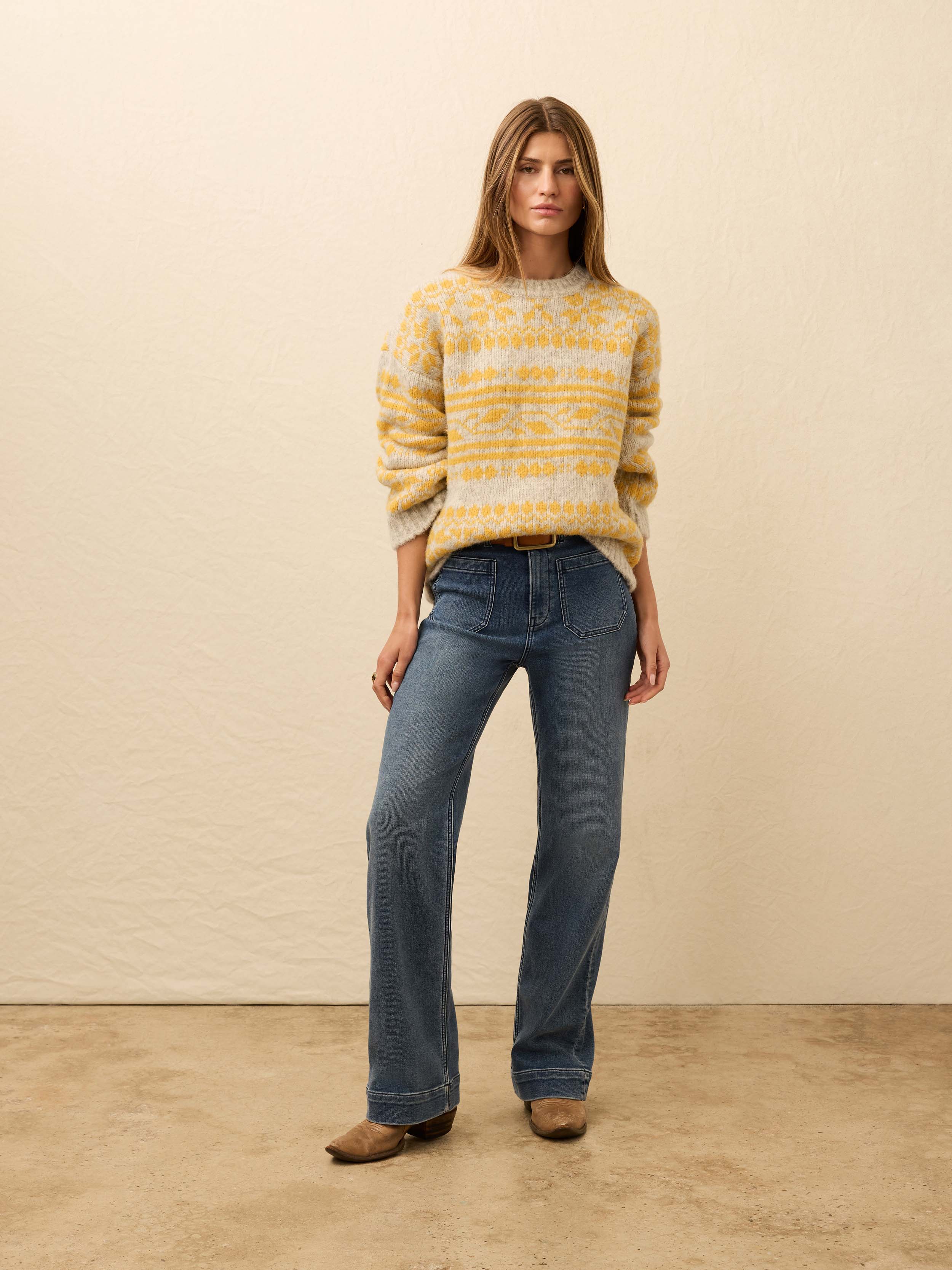 Powder Peak Boyfriend Sweater - Glacier Oat