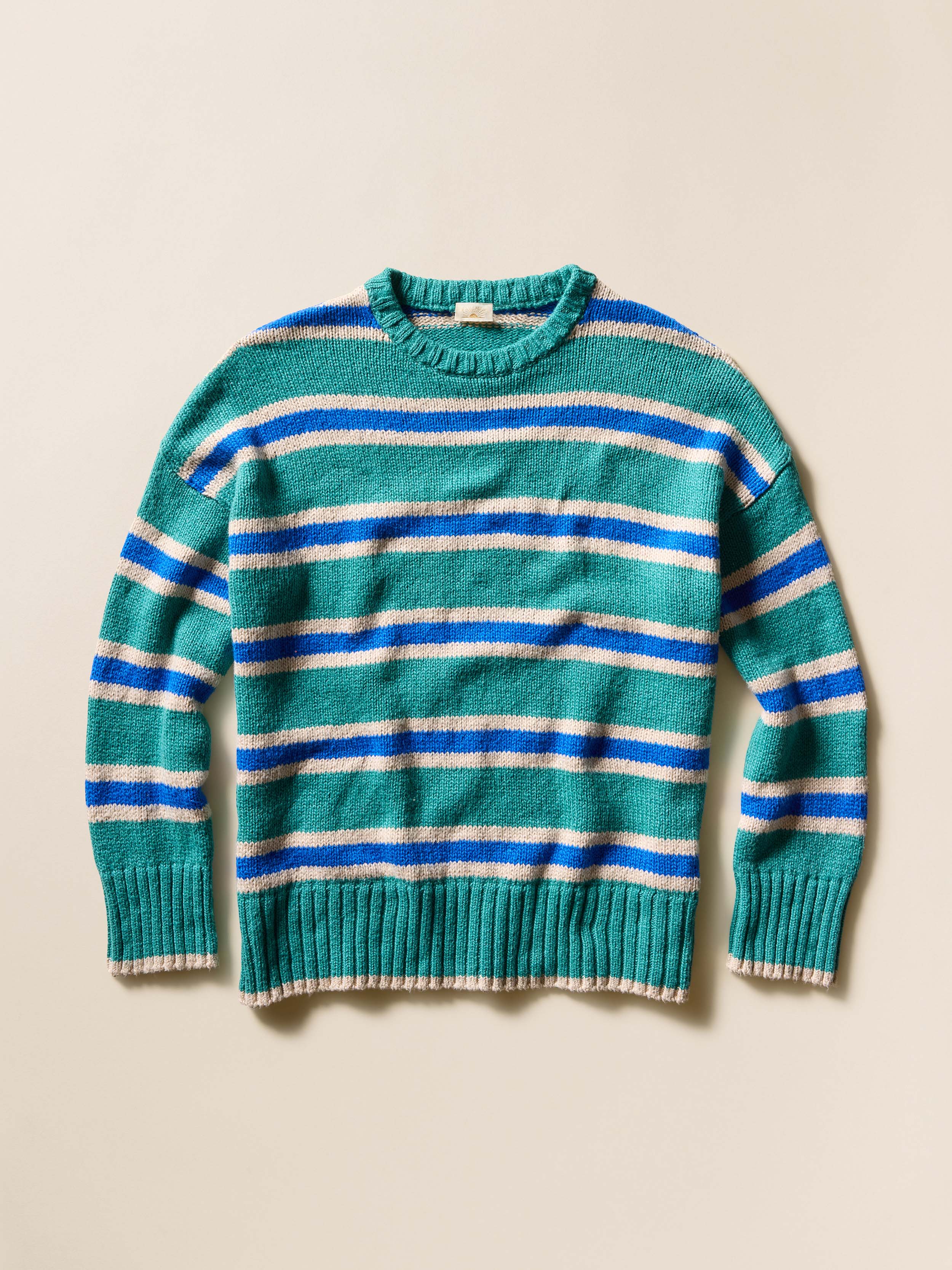 Heirloom Cotton Summit Pullover - Shoreline Green Stripe