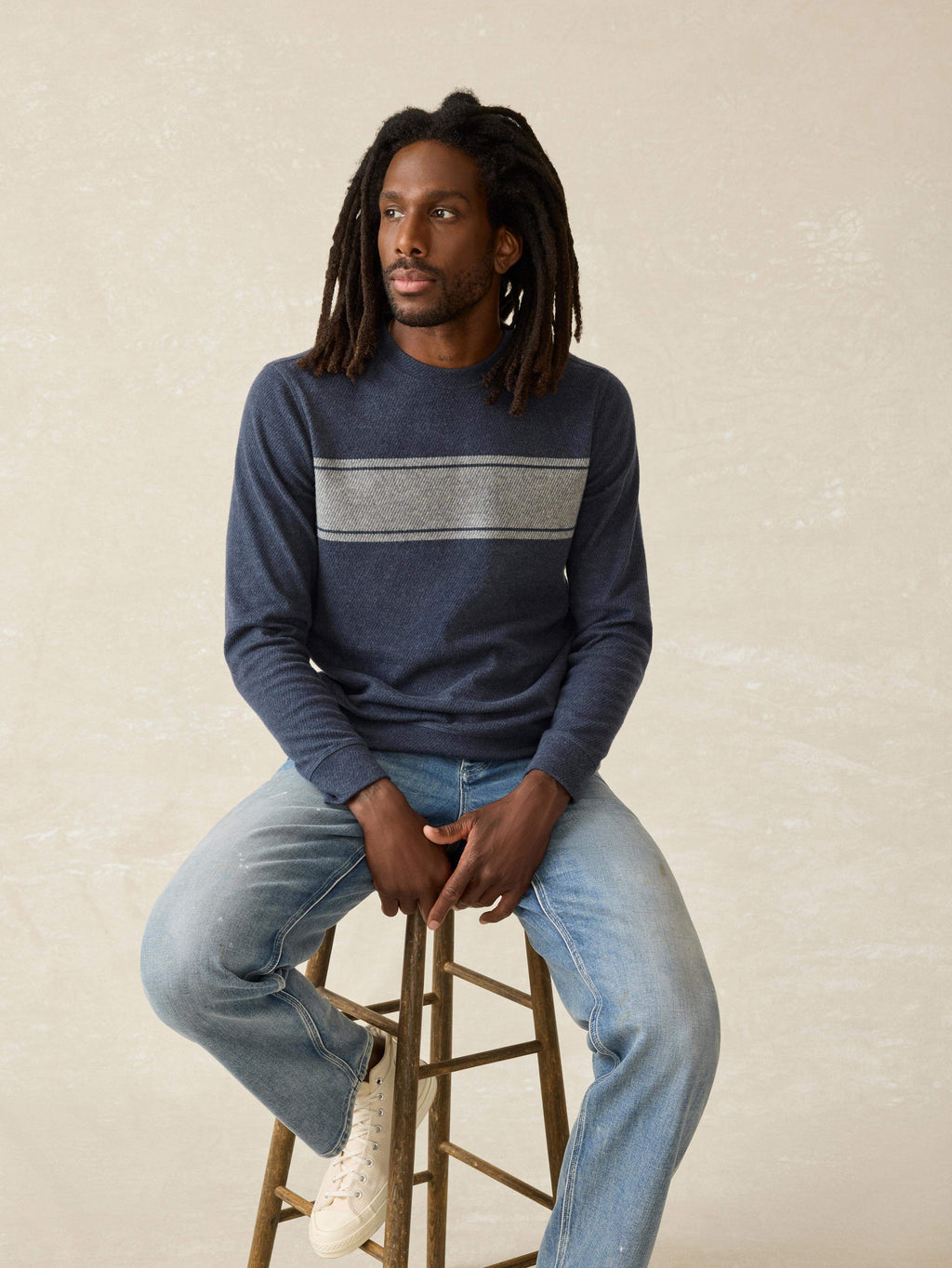 Legendâ„?Surf Stripe Sweater Crew - Brighton Navy Surf Stripe