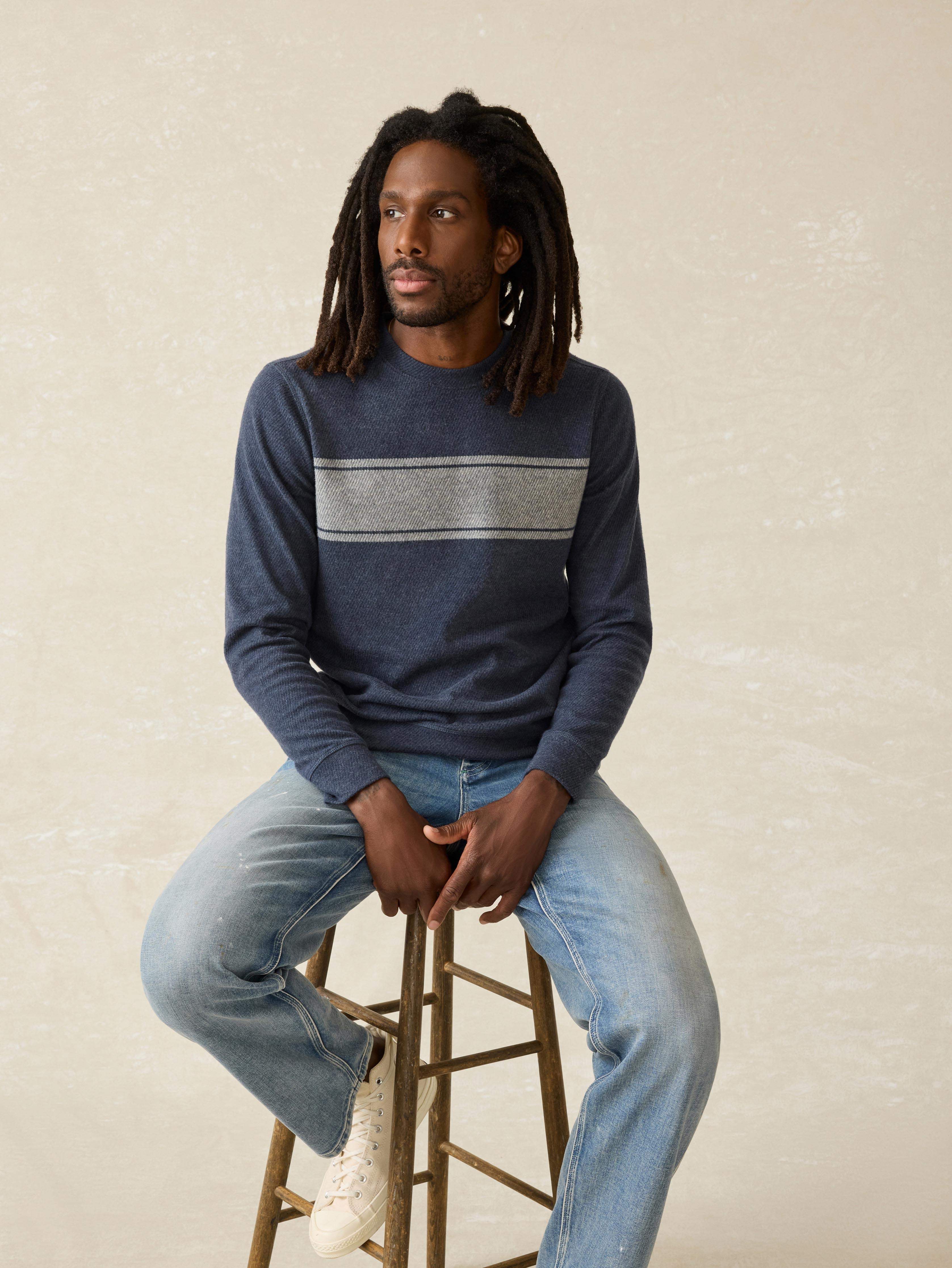 Legendâ„?Surf Stripe Sweater Crew - Brighton Navy Surf Stripe