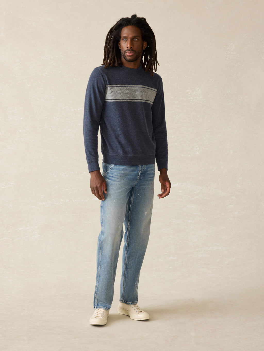 Legendâ„?Surf Stripe Sweater Crew - Brighton Navy Surf Stripe