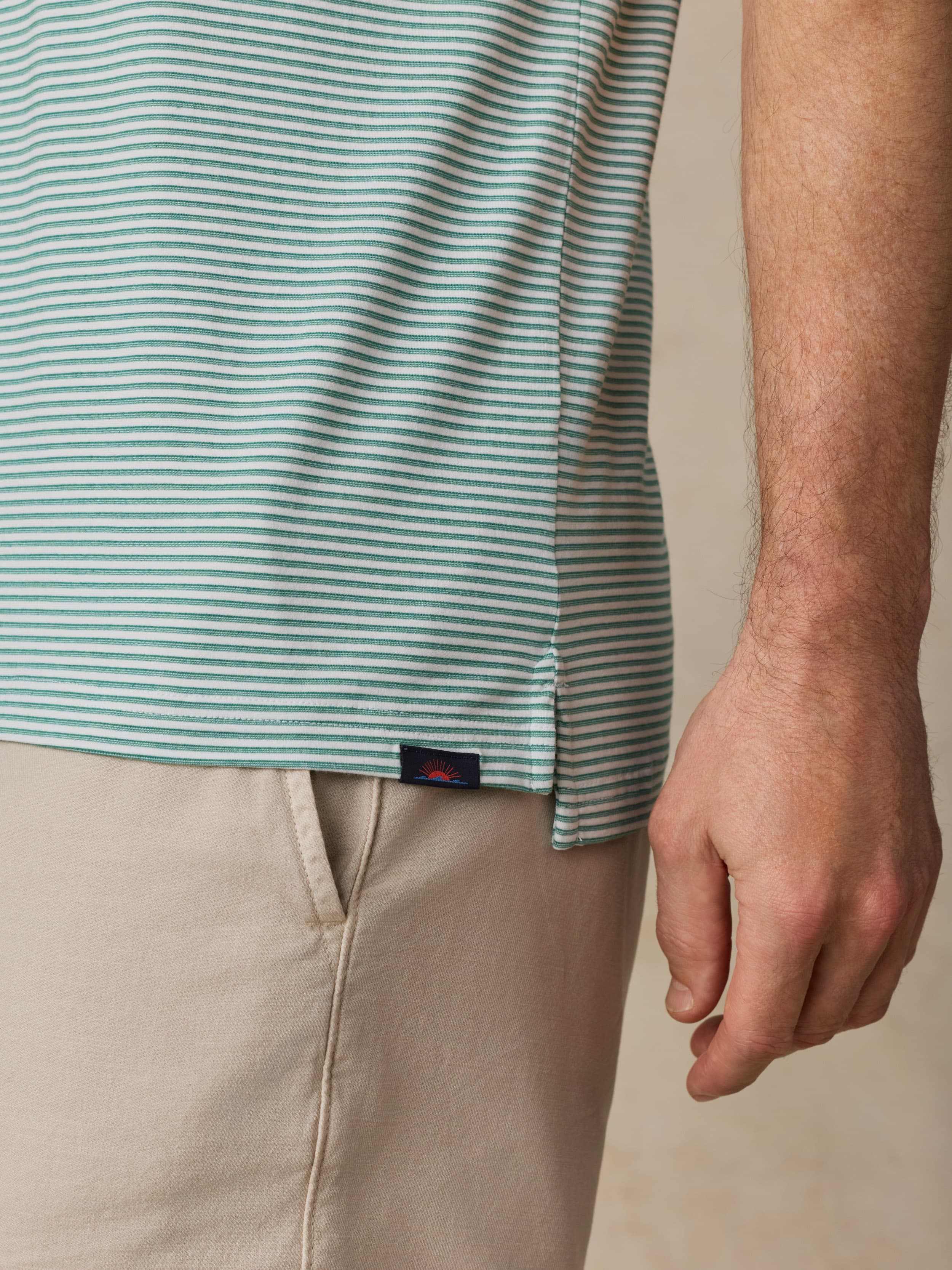 Short-Sleeve Movementâ„?Polo - Ivory Spring Stripe