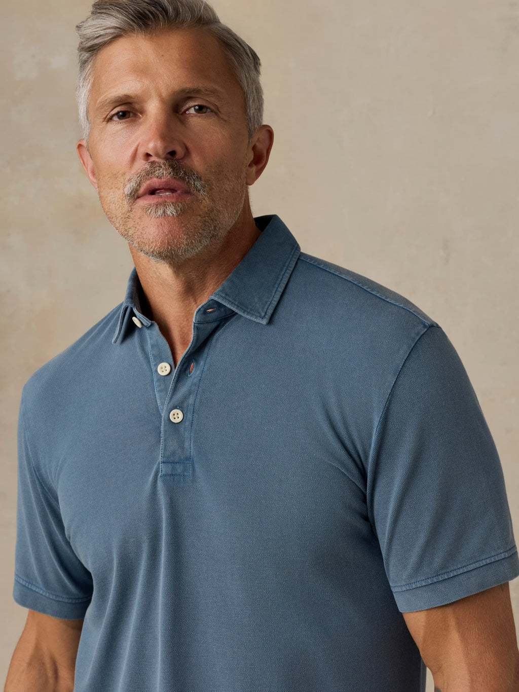 Short-Sleeve Sunwashed Pique Polo - Aqua Ocean