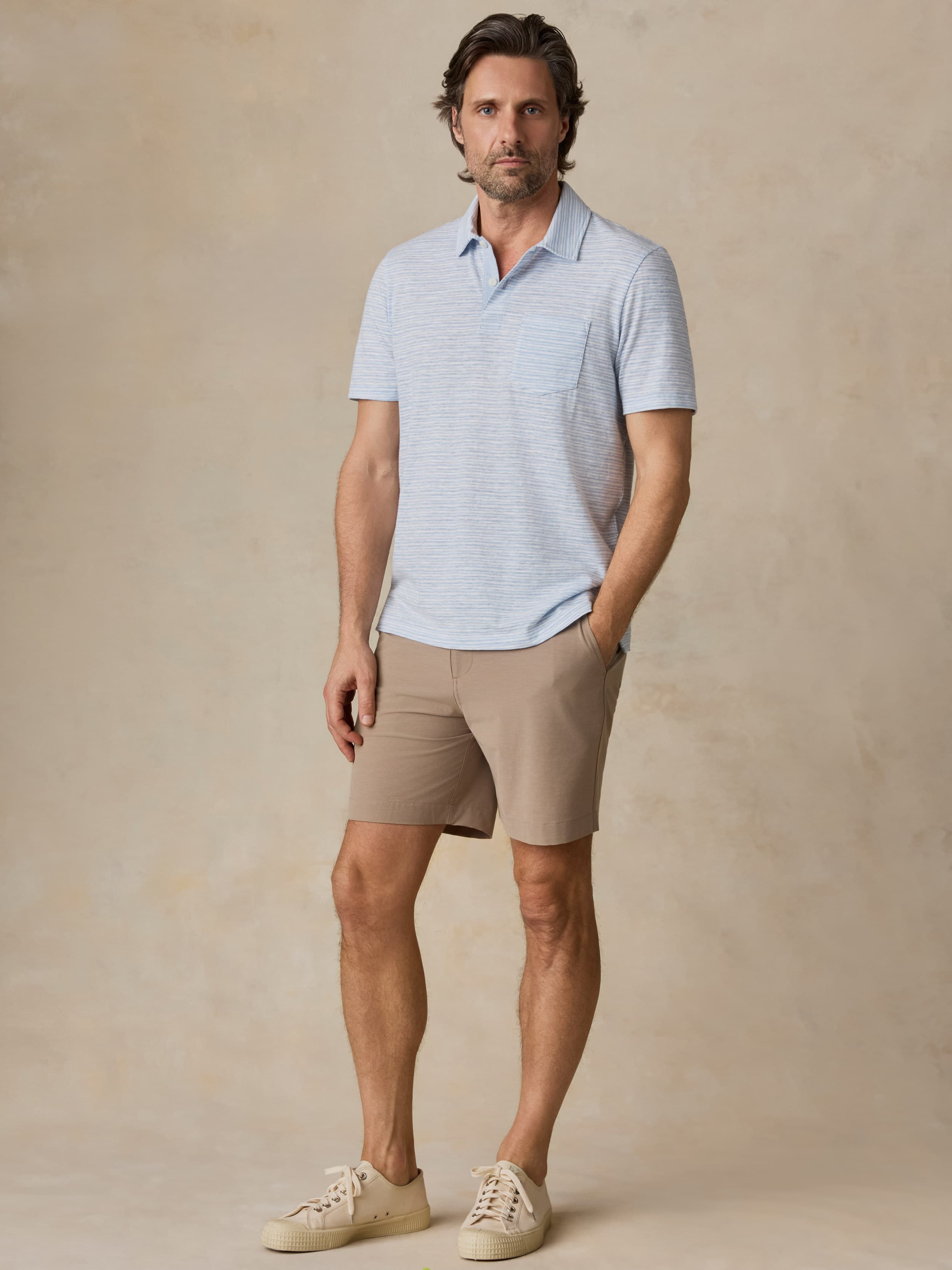Short-Sleeve Breeze Polo - Blue Wake Stripe