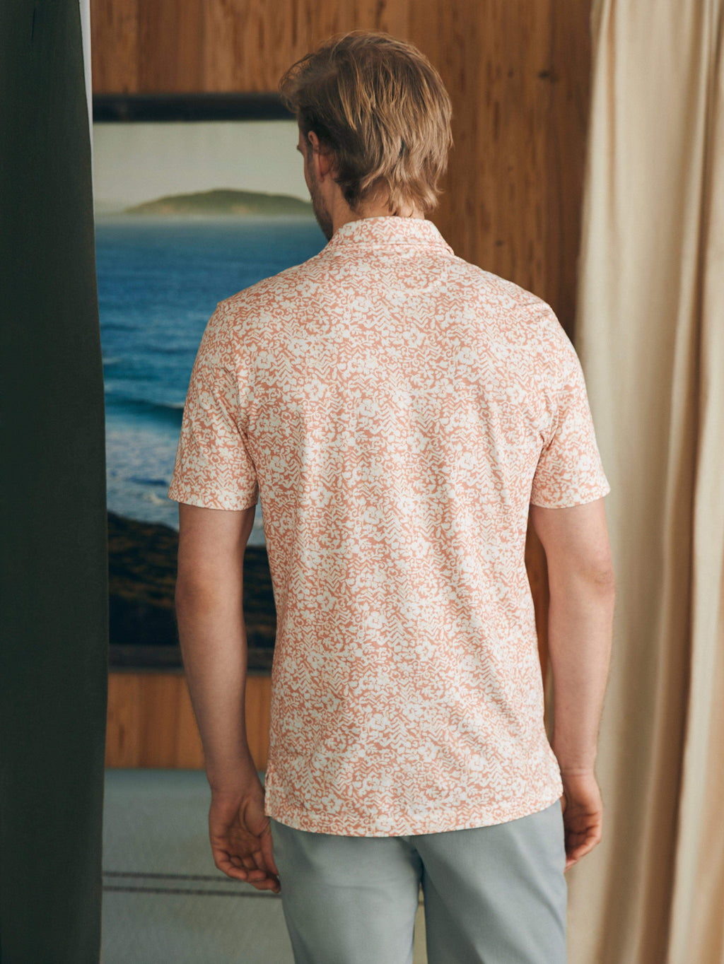 Short-Sleeve Movementâ„?Pique Polo - Hilo Rose Floral Print