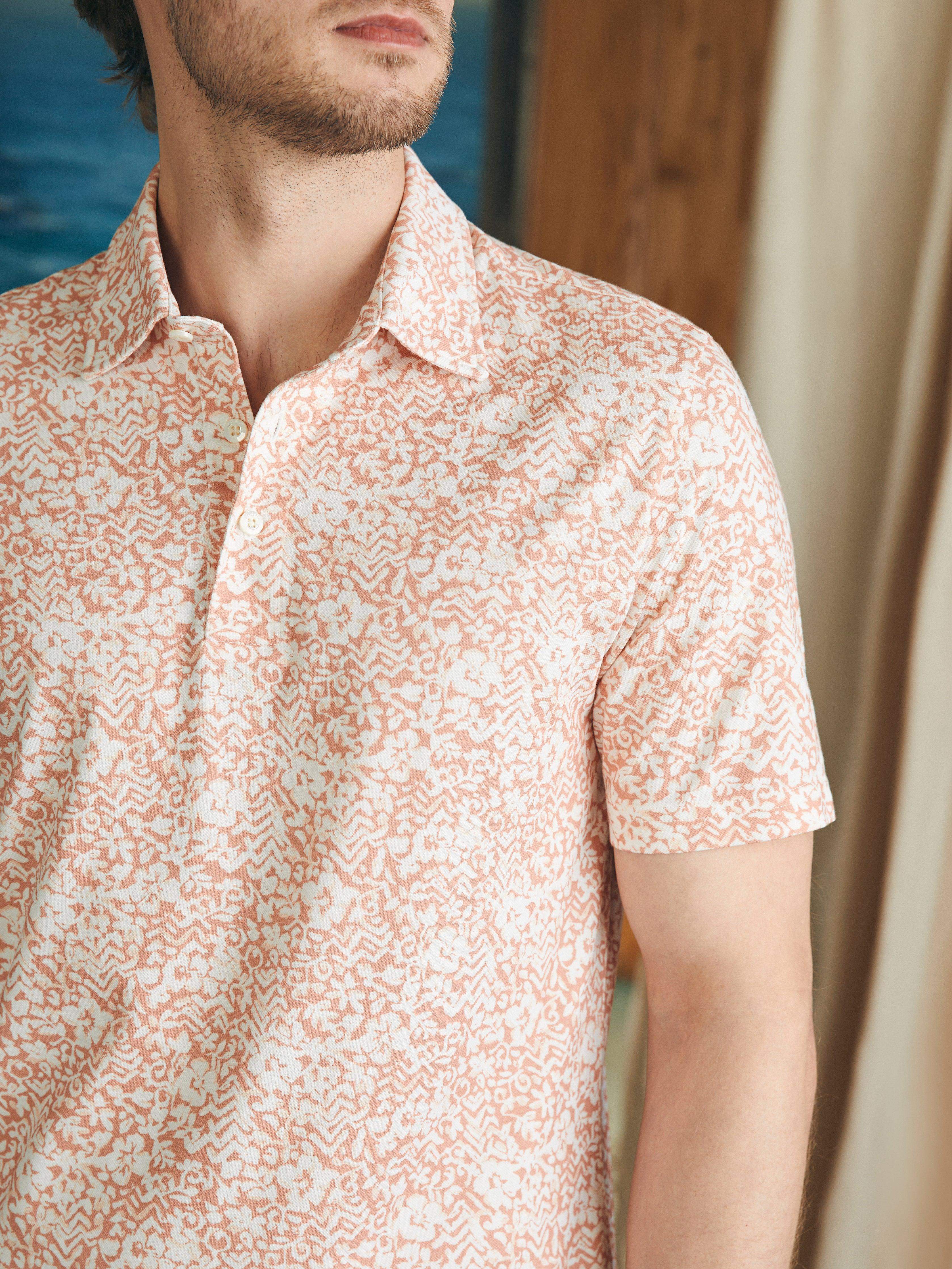 Short-Sleeve Movementâ„?Pique Polo - Hilo Rose Floral Print