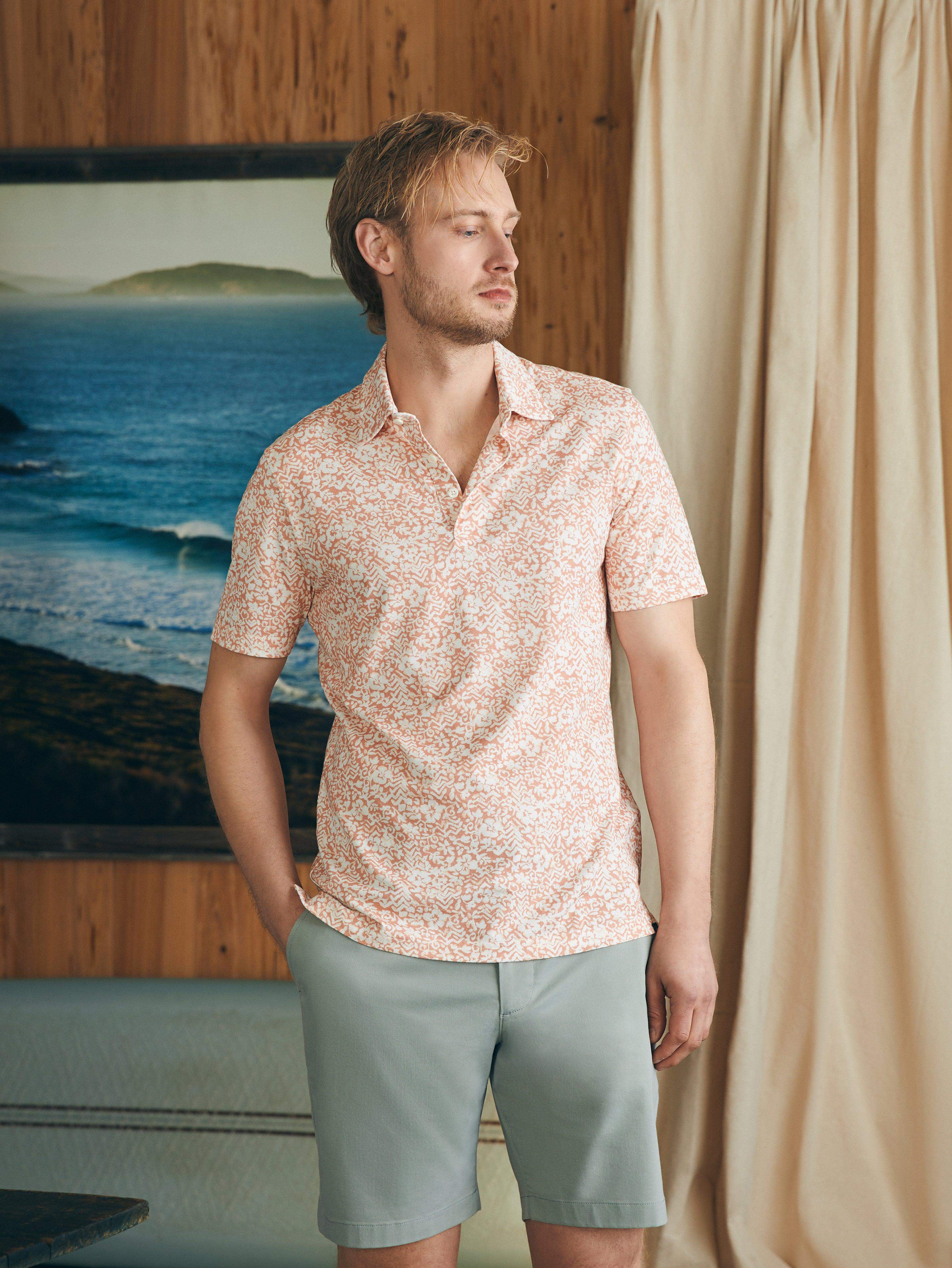 Short-Sleeve Movementâ„?Pique Polo - Hilo Rose Floral Print