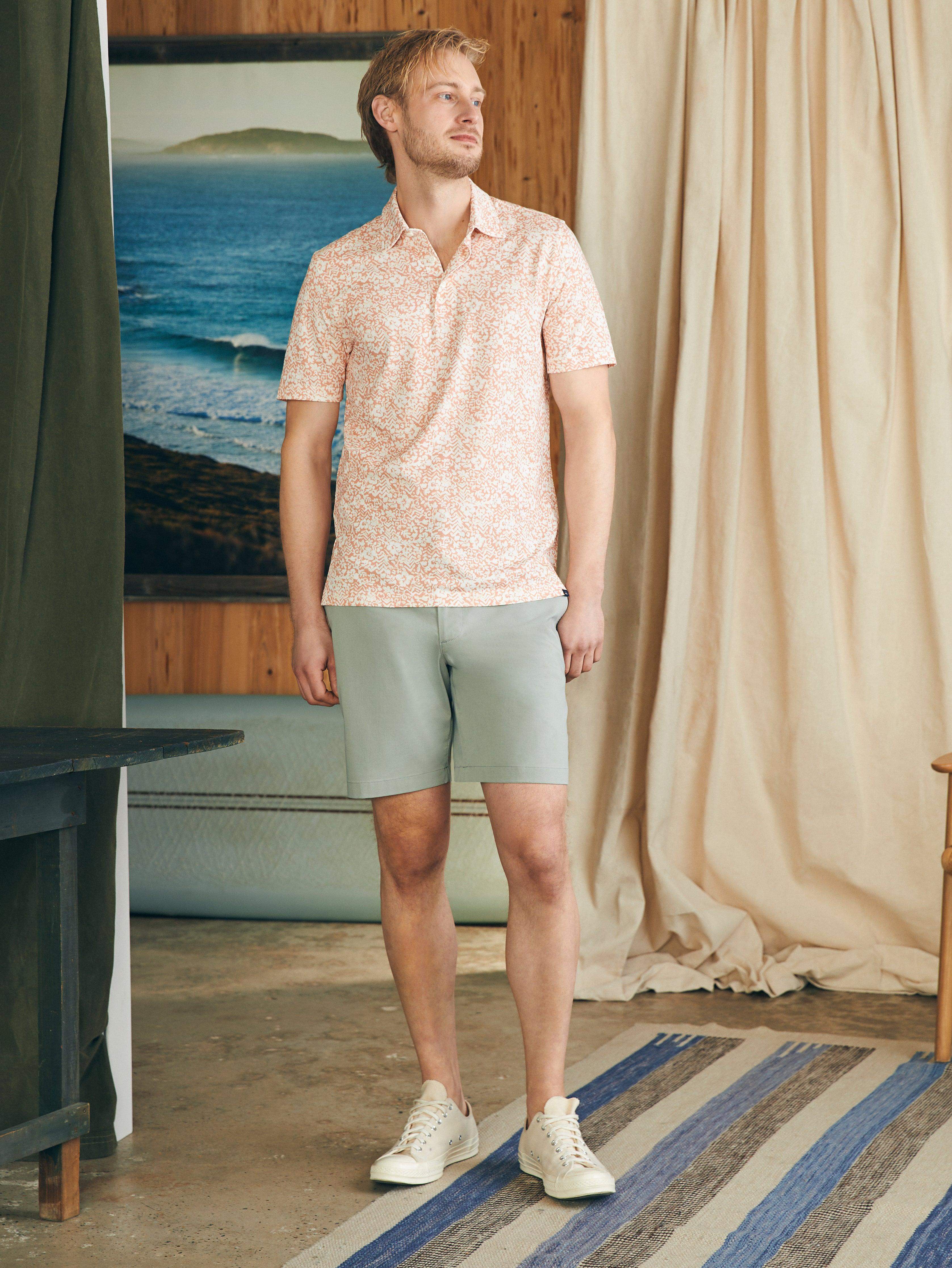 Short-Sleeve Movementâ„?Pique Polo - Hilo Rose Floral Print