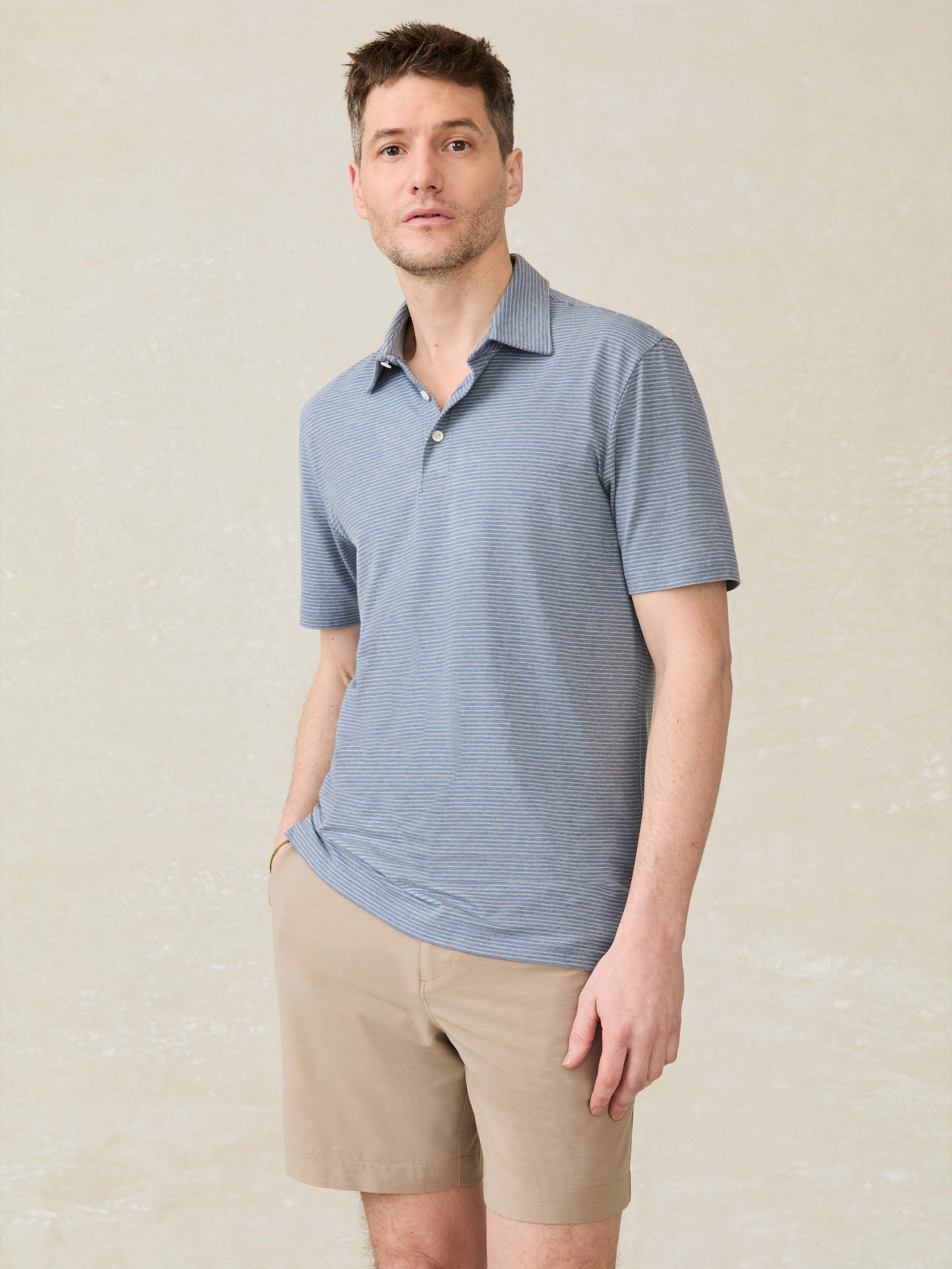 Short-Sleeve Movementâ„?Polo - Azure Beach Stripe