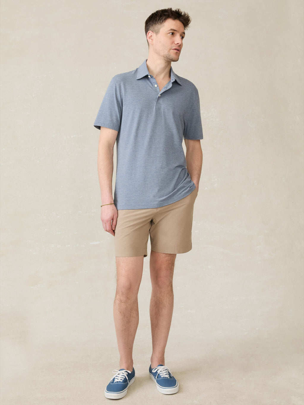 Short-Sleeve Movementâ„?Polo - Azure Beach Stripe