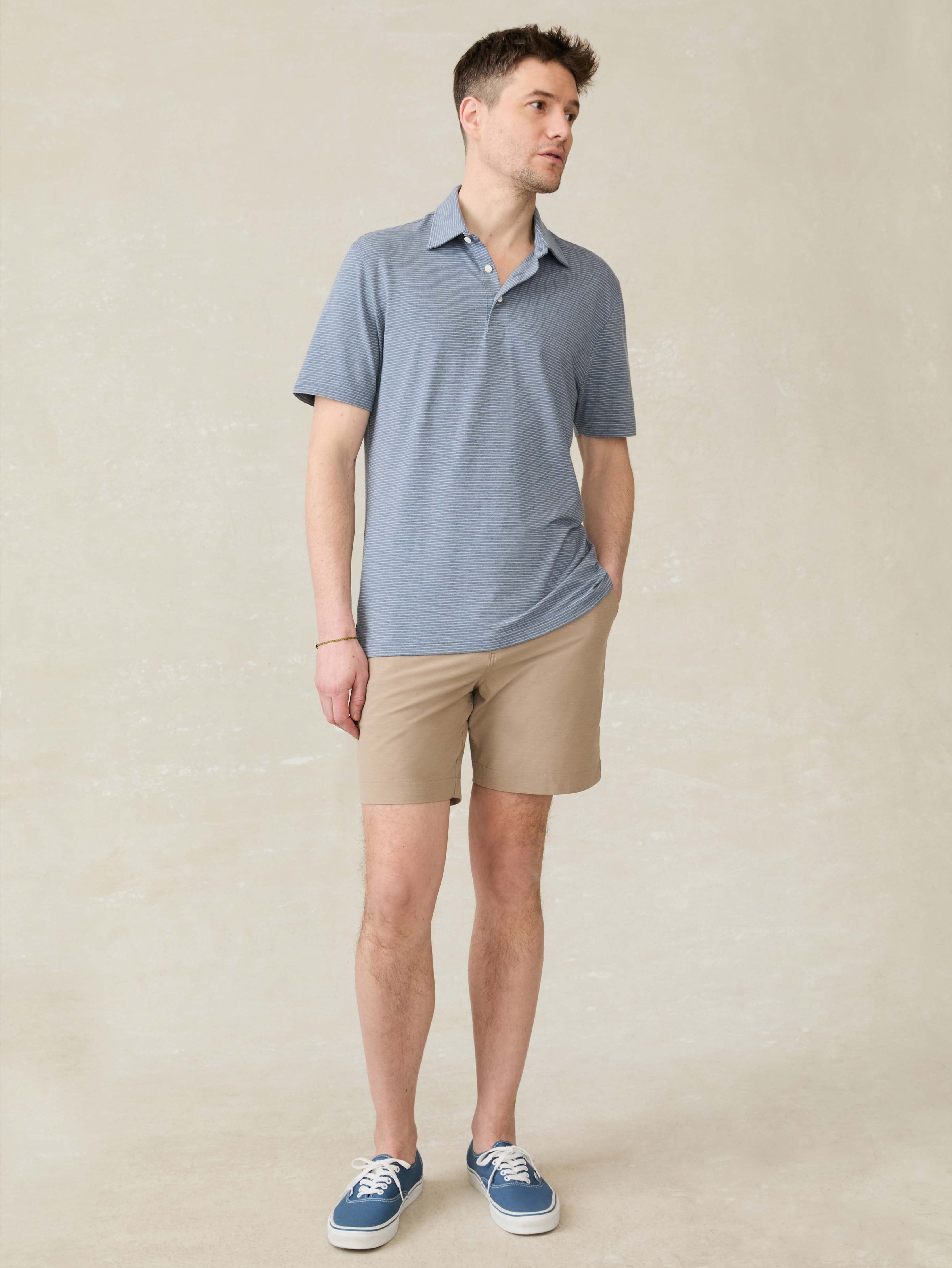 Short-Sleeve Movementâ„?Polo - Azure Beach Stripe