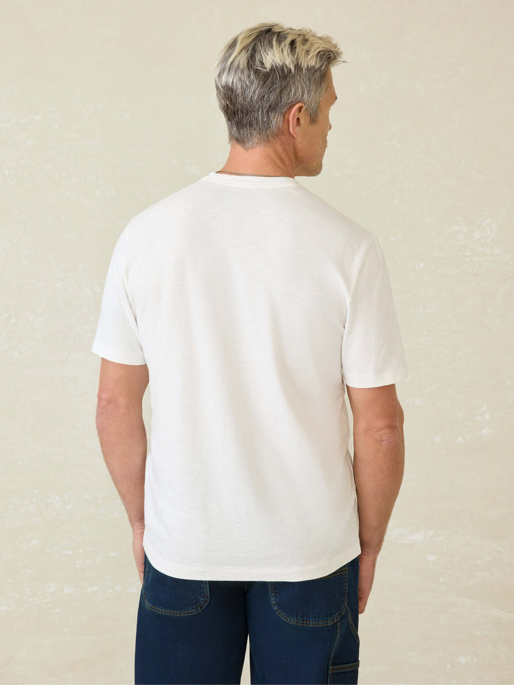 Short-Sleeve Sunwashed V-Neck Tee - White