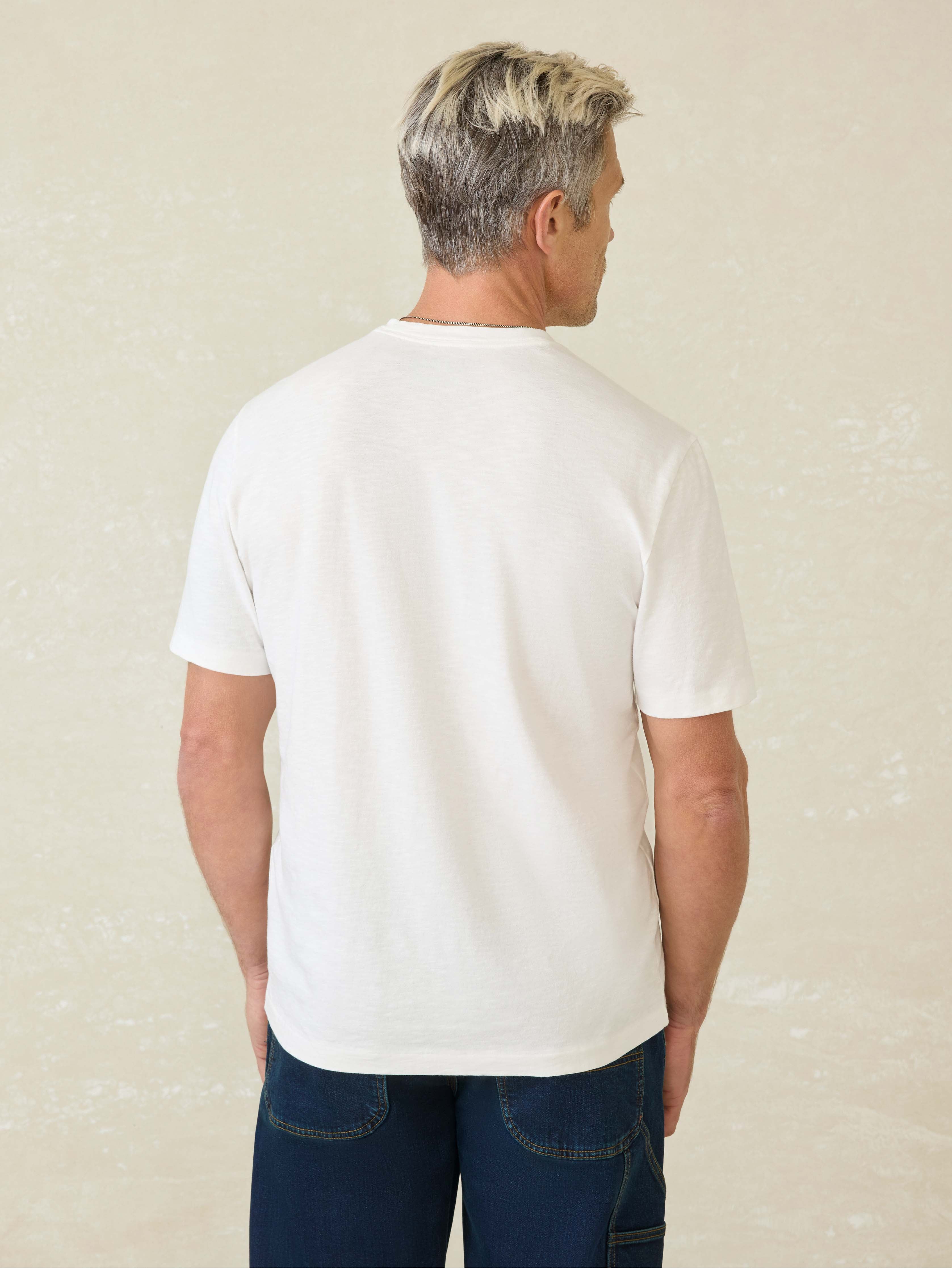 Short-Sleeve Sunwashed V-Neck Tee - White