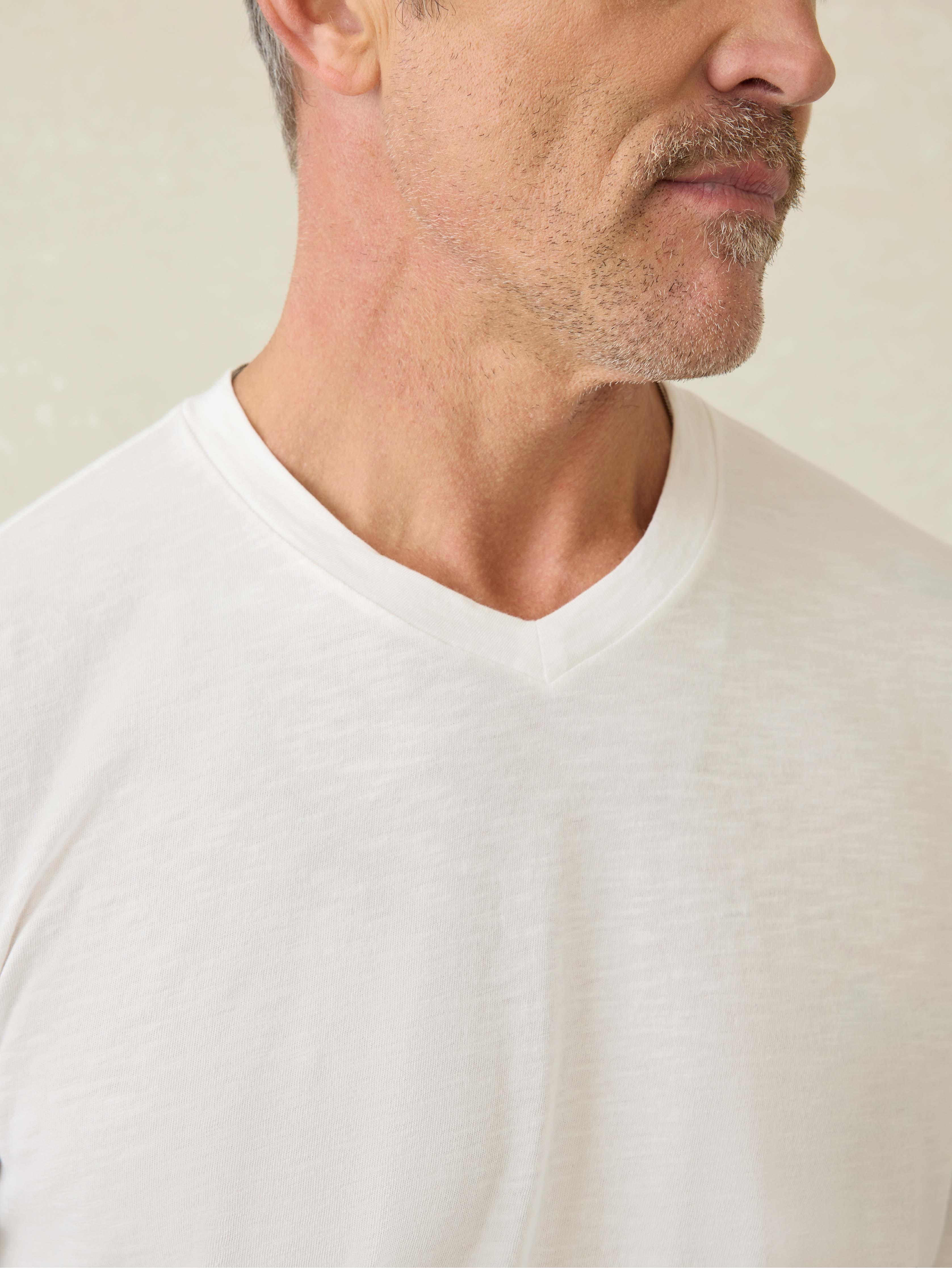 Short-Sleeve Sunwashed V-Neck Tee - White