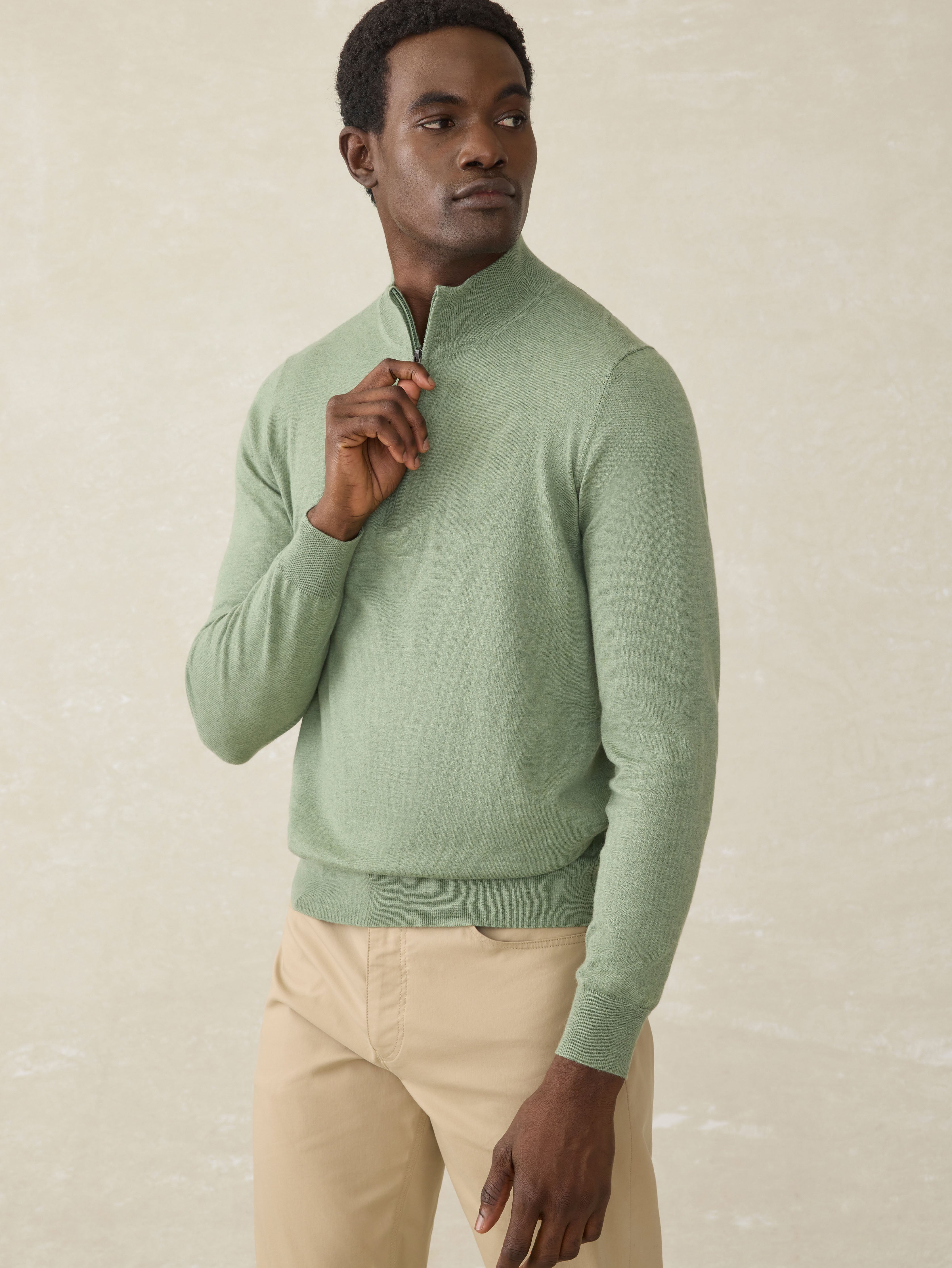 Movementâ„?Quarter Zip Sweater - Faded Leaf Melange