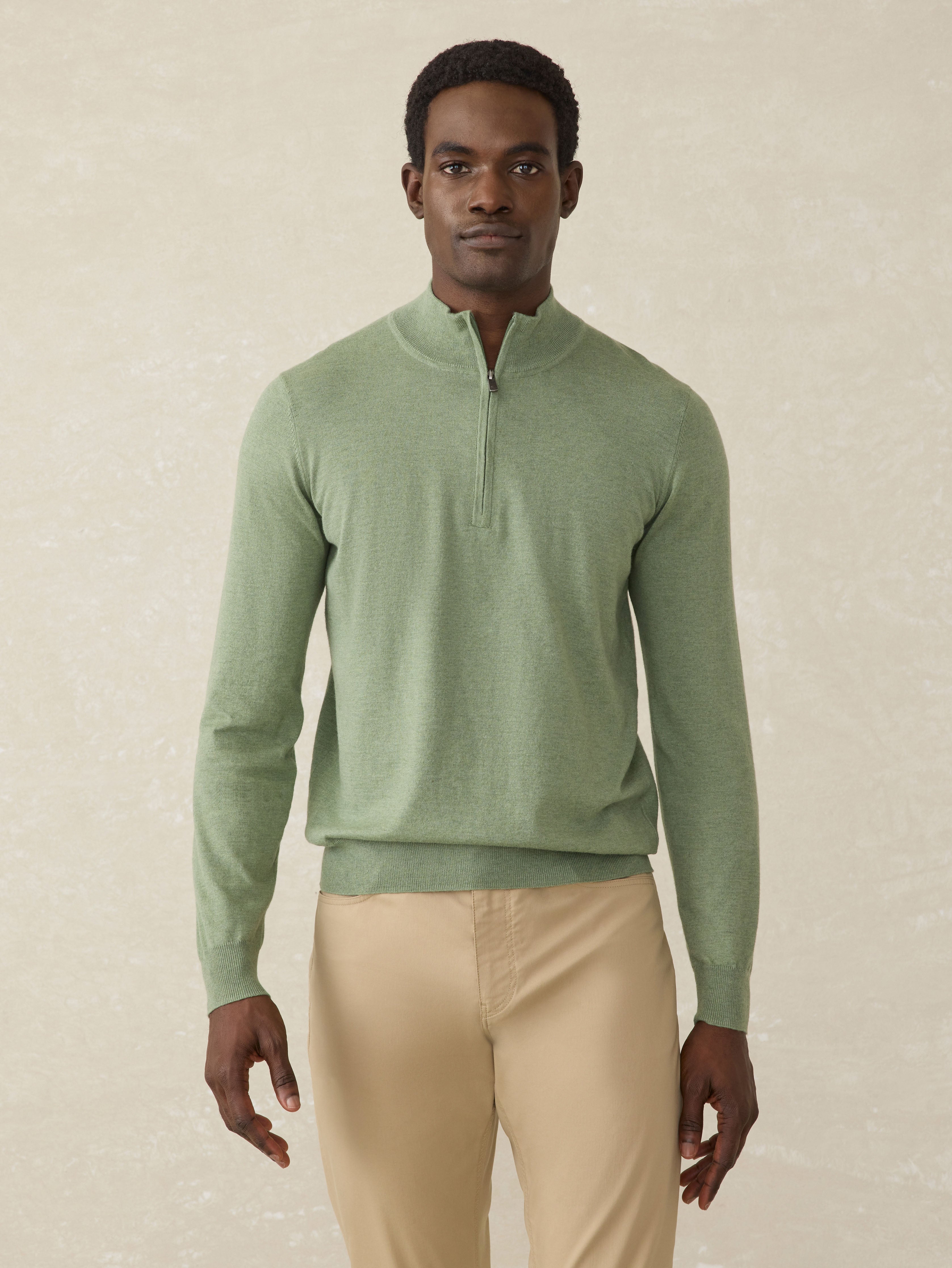 Movementâ„?Quarter Zip Sweater - Faded Leaf Melange