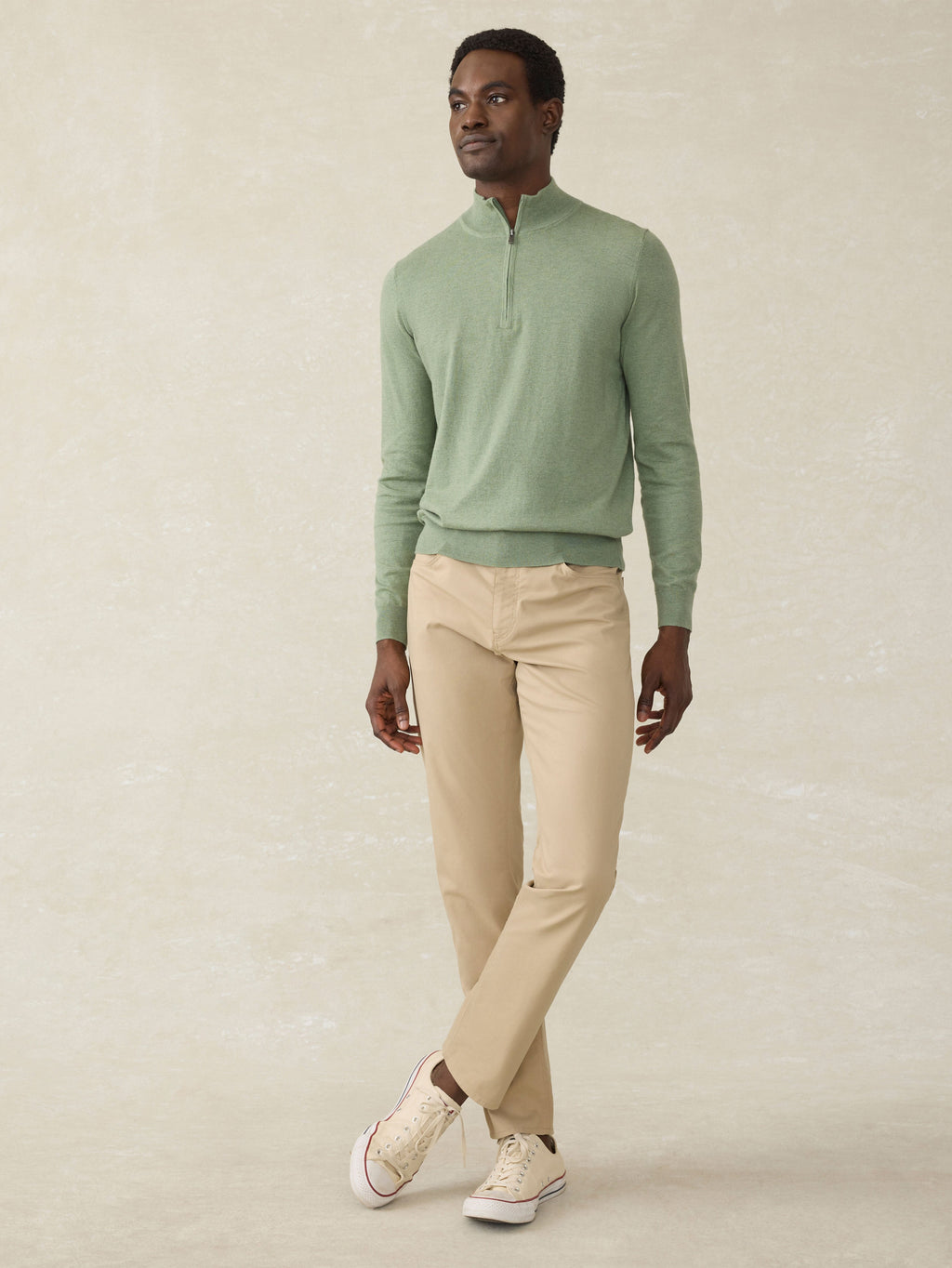 Movementâ„?Quarter Zip Sweater - Faded Leaf Melange