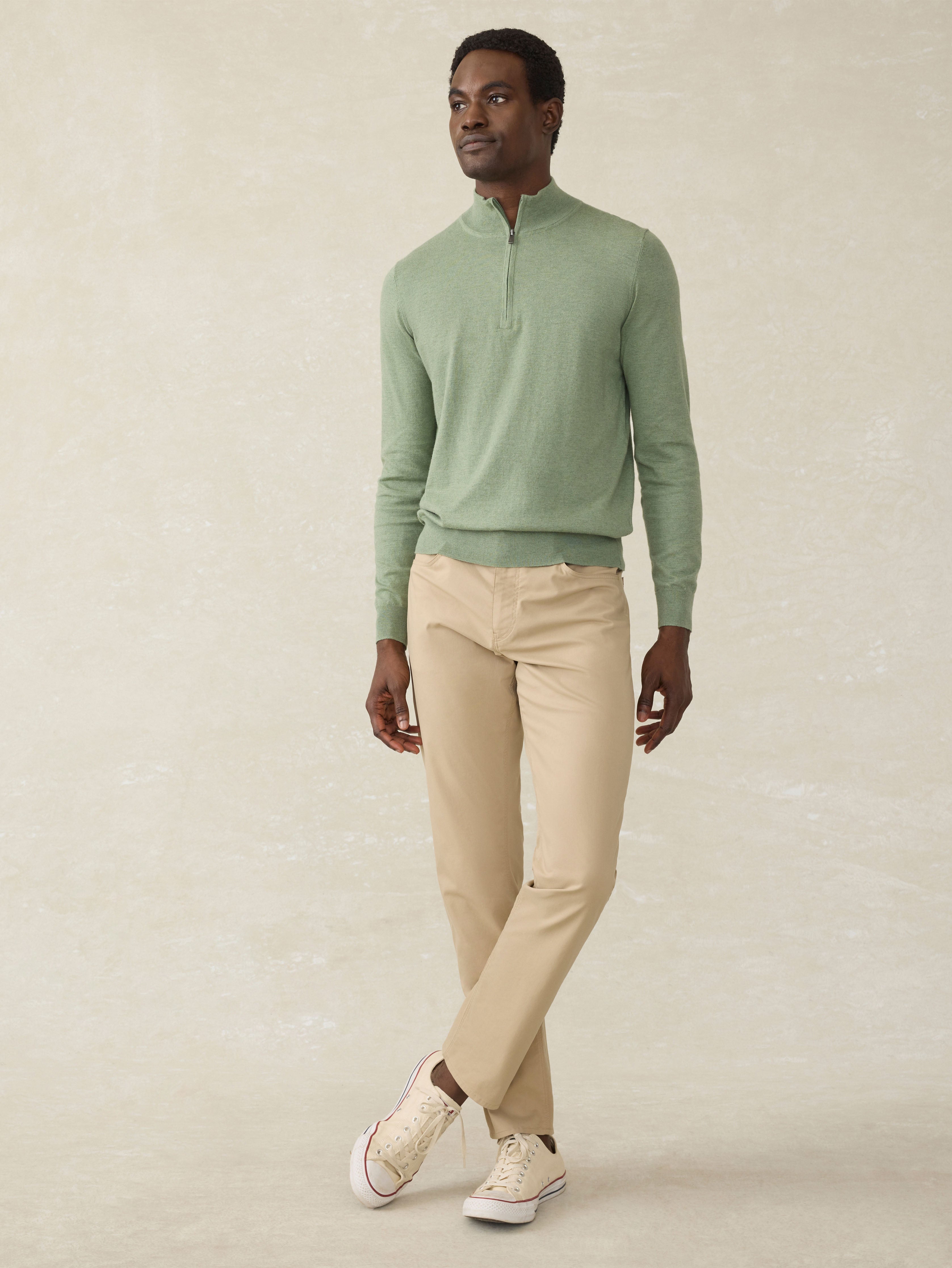 Movementâ„?Quarter Zip Sweater - Faded Leaf Melange