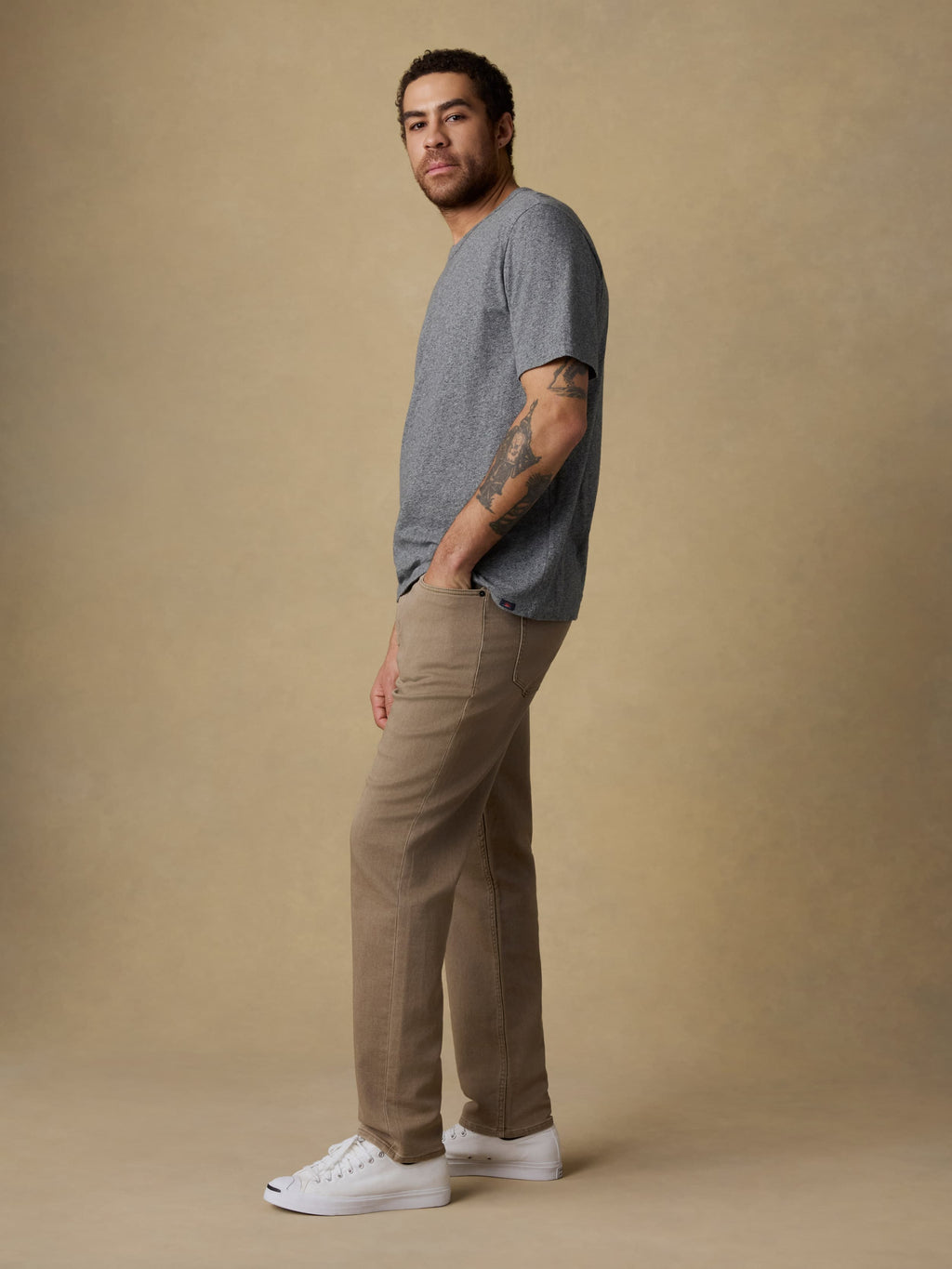 Stretch Terry 5-Pocket Athletic Fit Pant - Desert Khaki