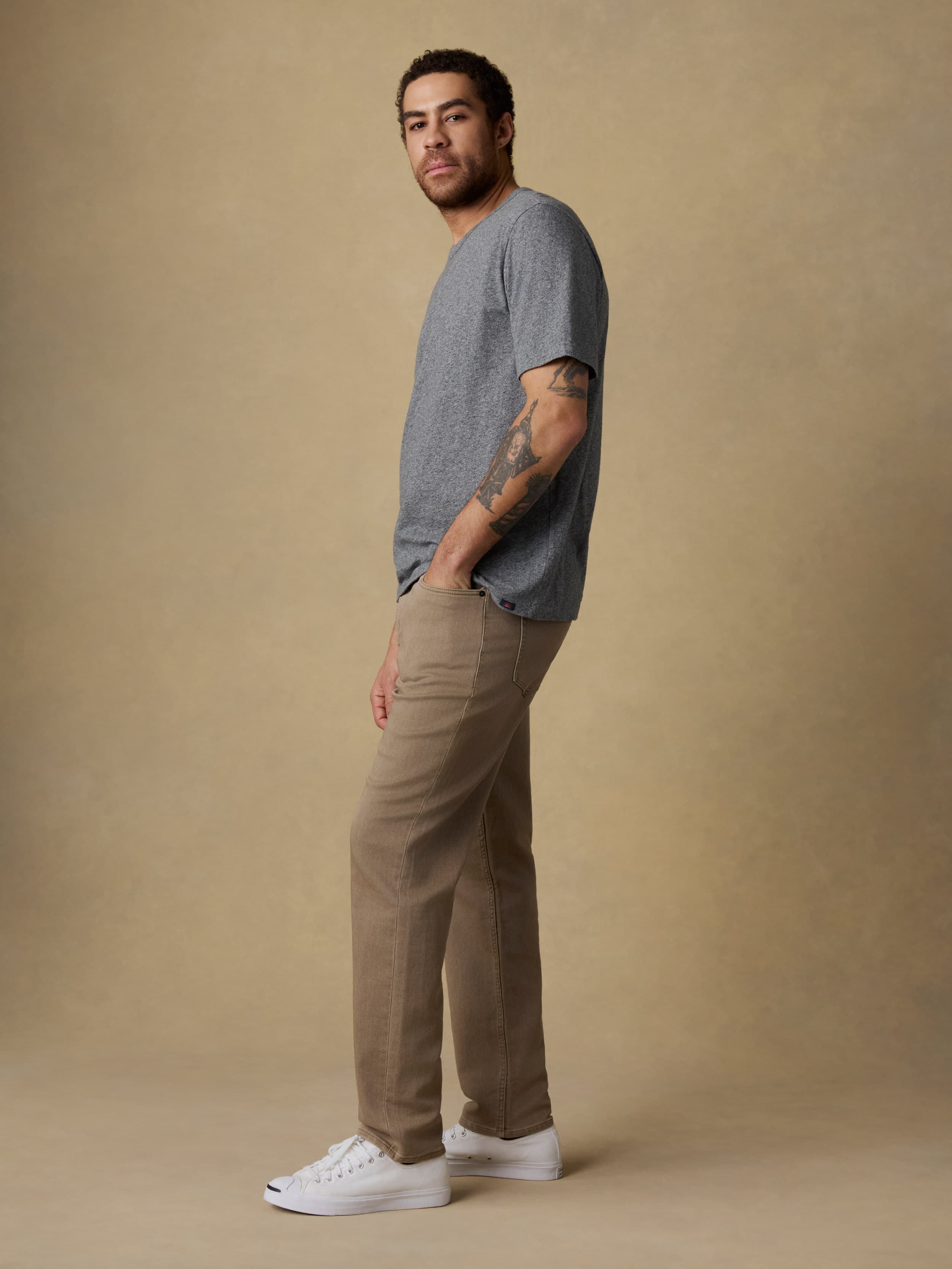 Stretch Terry 5-Pocket Athletic Fit Pant - Desert Khaki