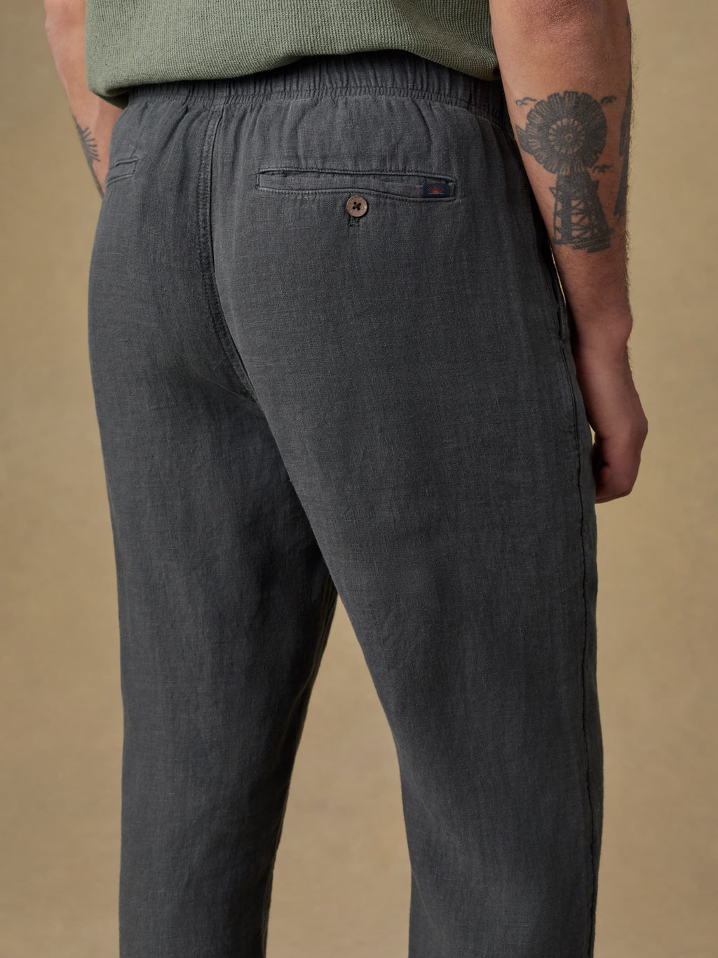 Linen Drawstring Pant - Washed Black