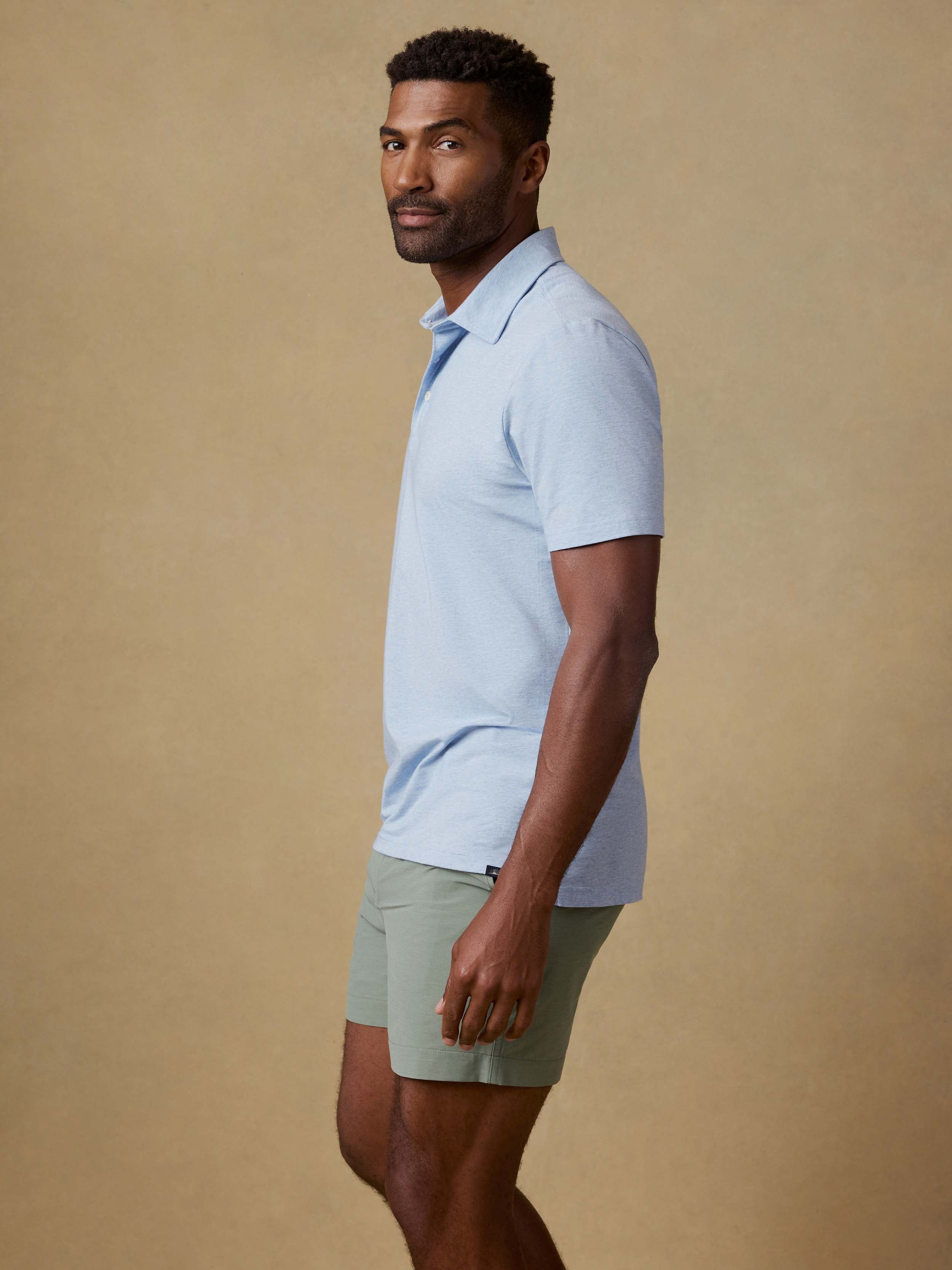 Short-Sleeve Movementâ„?Polo - Cardiff Blue Heather