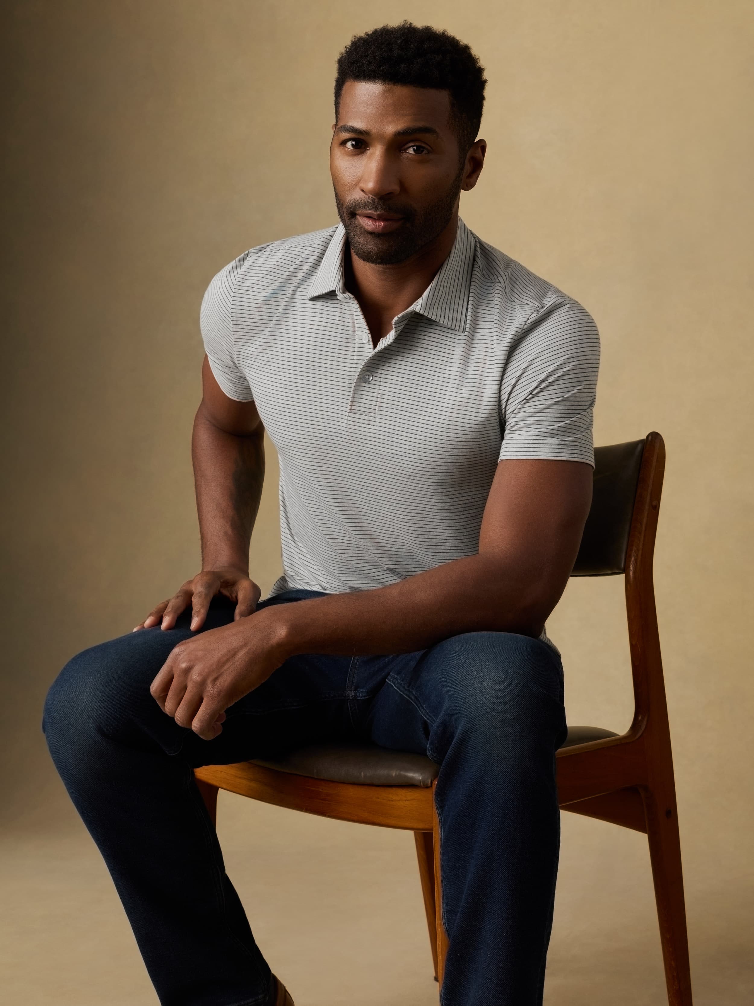 Short-Sleeve Movementâ„?Polo - Dark Cloud Stripe