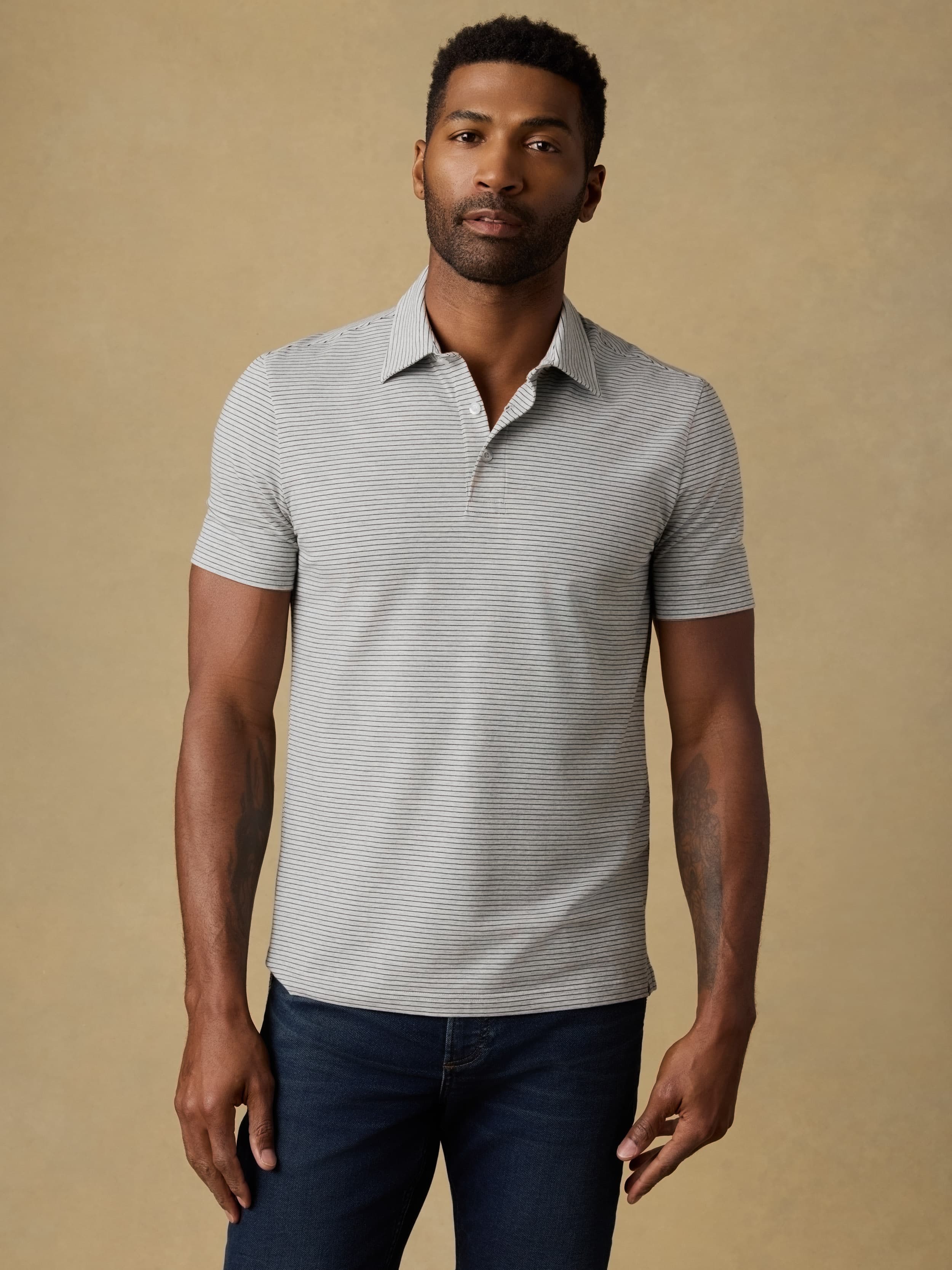 Short-Sleeve Movementâ„?Polo - Dark Cloud Stripe