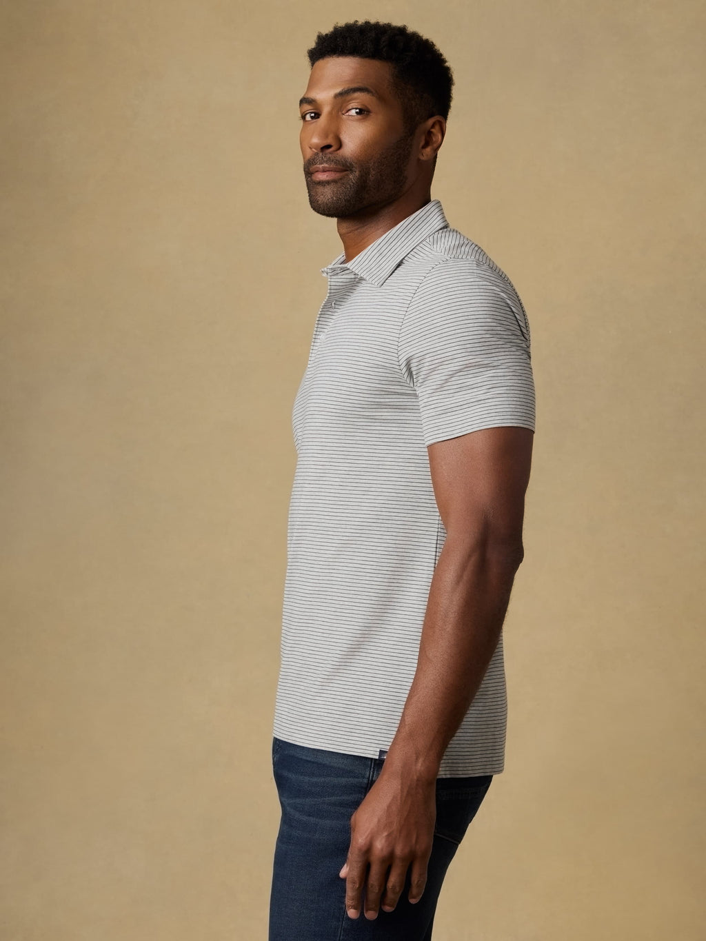 Short-Sleeve Movementâ„?Polo - Dark Cloud Stripe